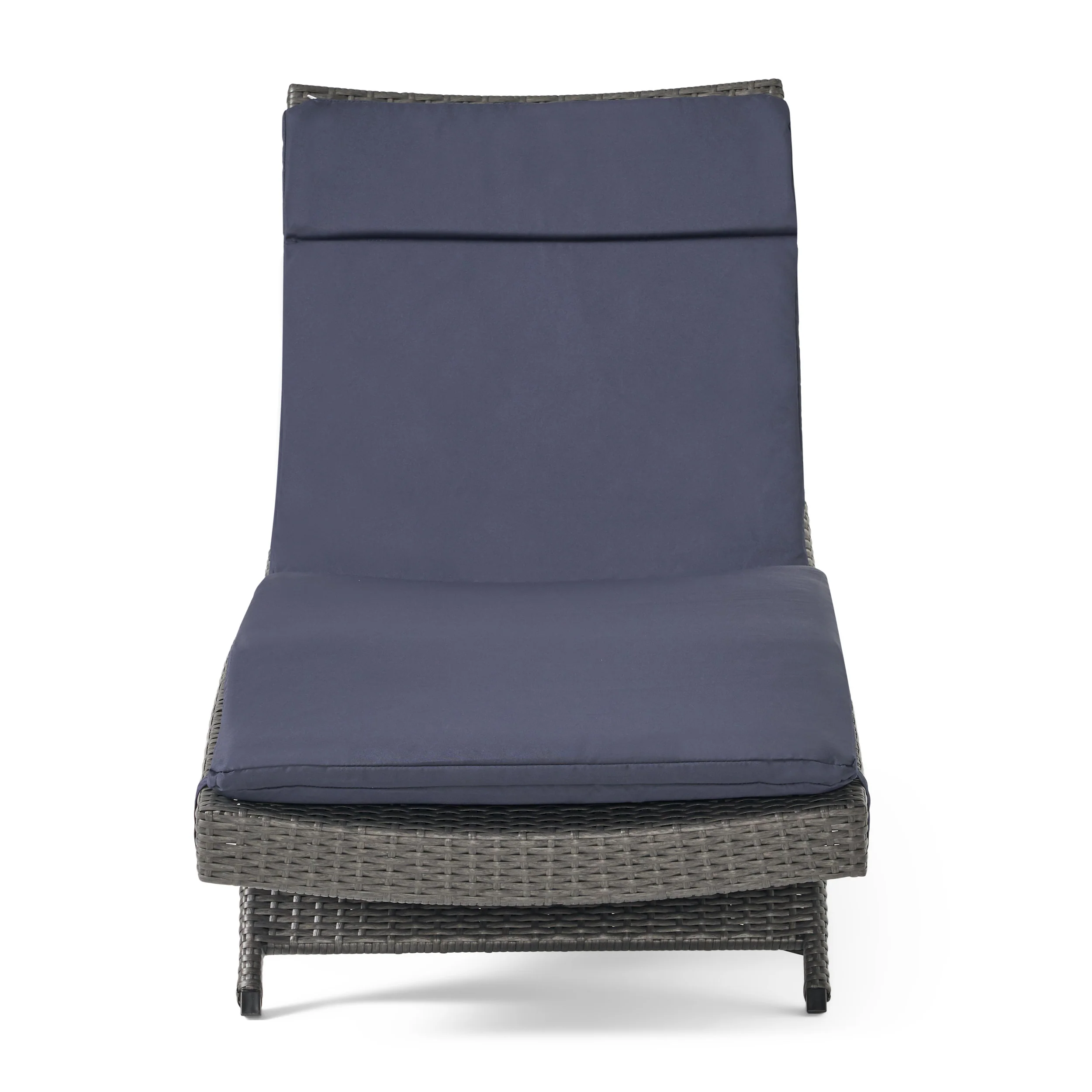 Nassau Outdoor Grey Wicker Adjustable Chaise Lounge with Cushion - furnishings