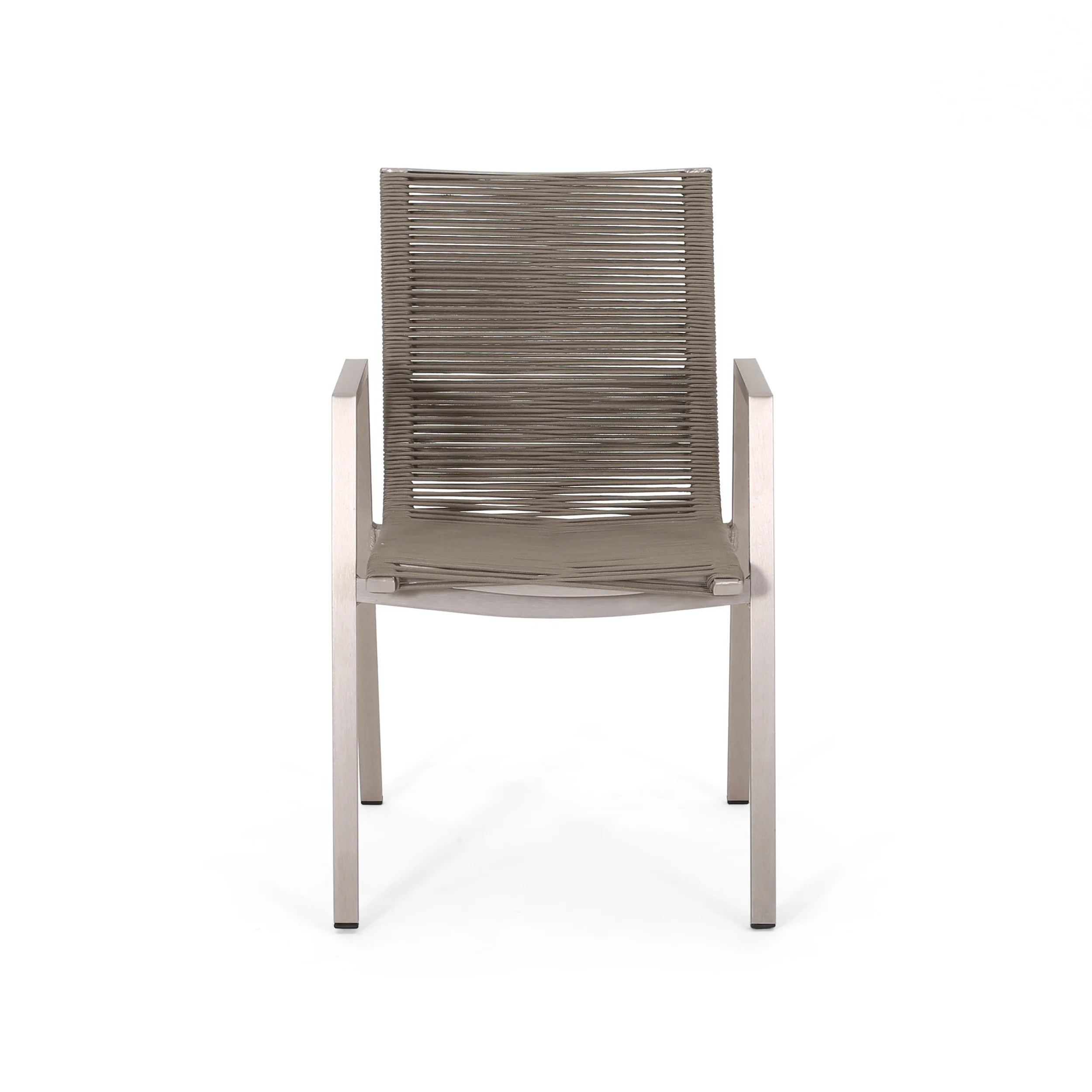Kalli Outdoor Modern Aluminum Dining Chair with Rope Seat (Set of 2) - furnishings