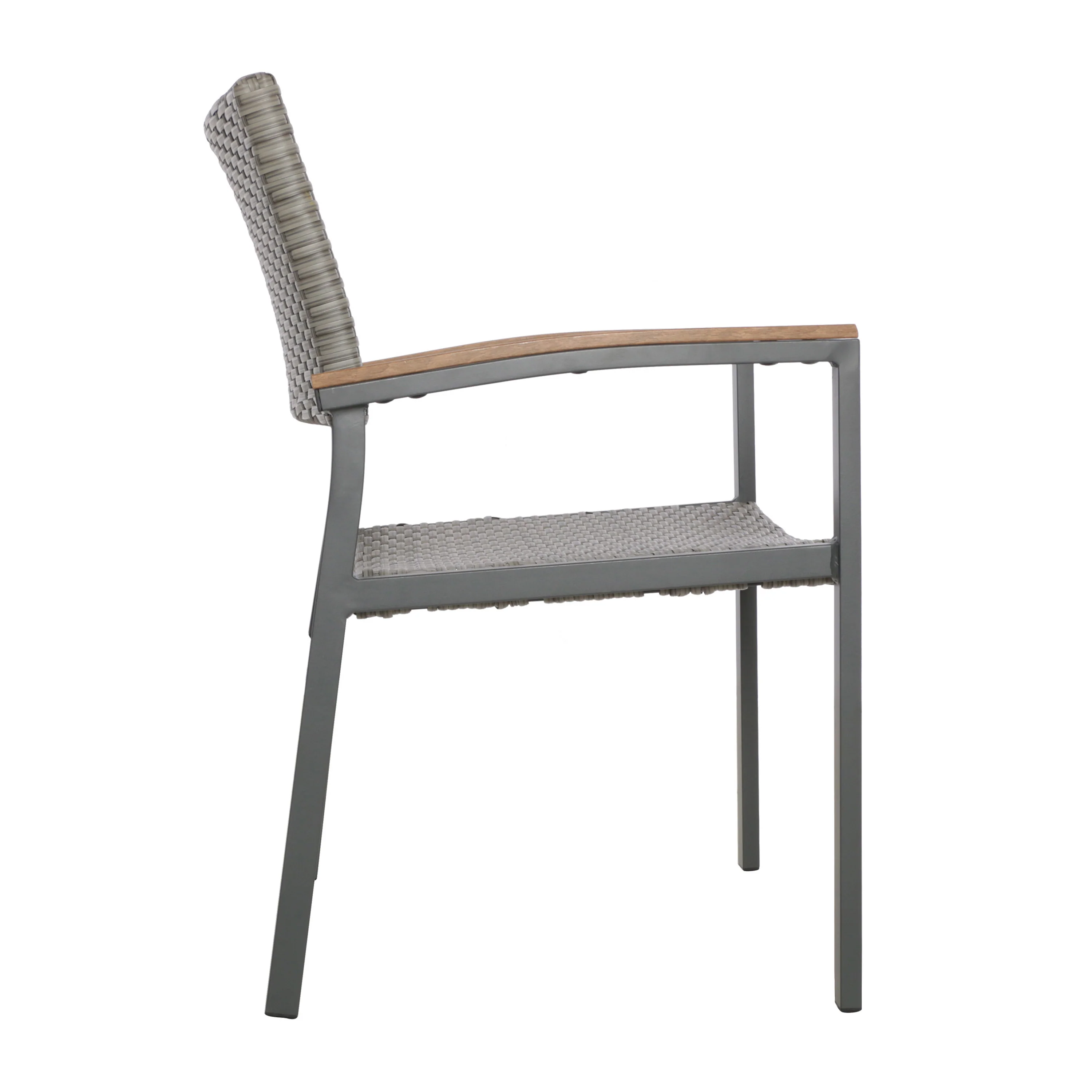 Swarthmore Outdoor Aluminum Dining Chairs with Faux Wood Accents - furnishings