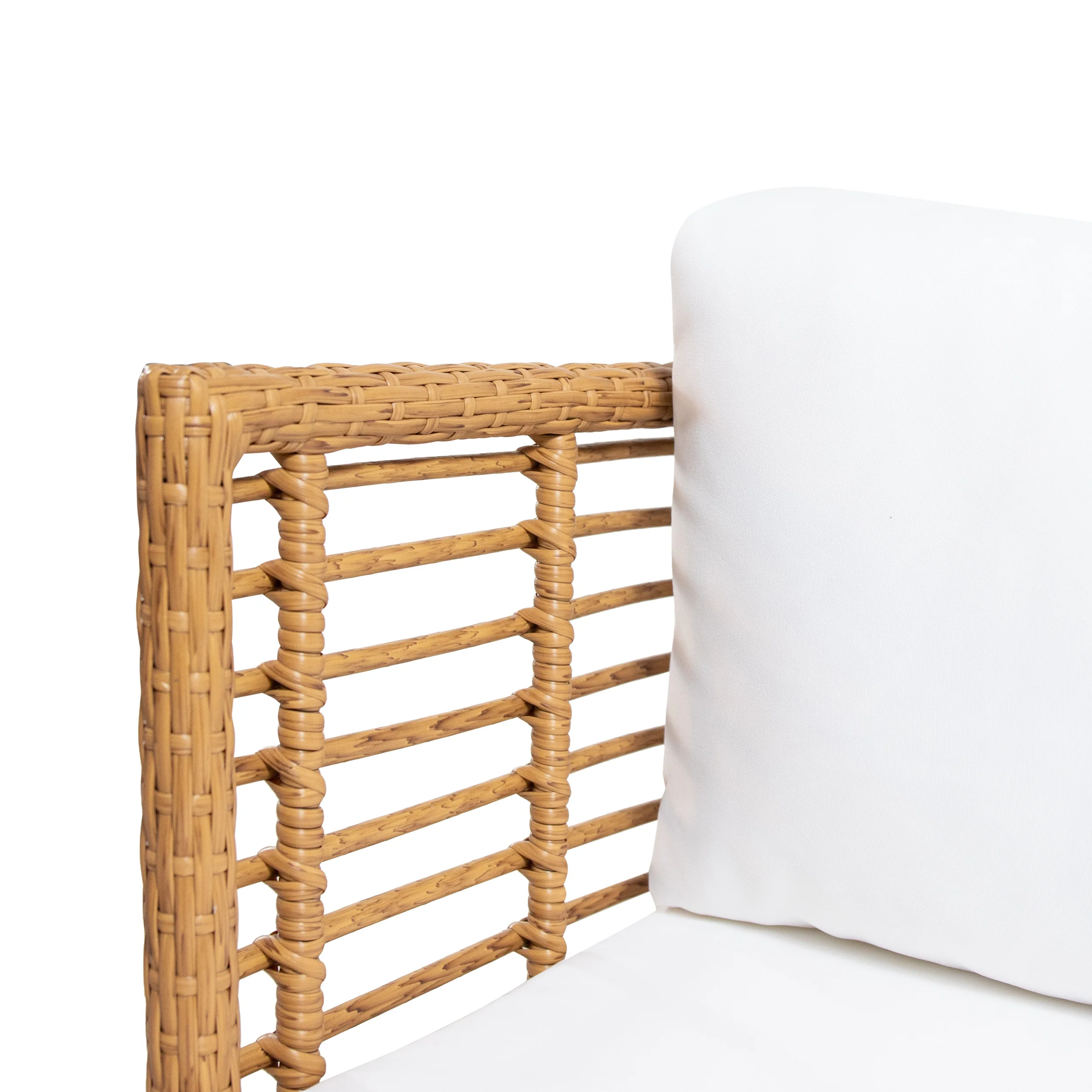 Rauser Outdoor Wicker Club Chair with Water Resistant Cushion, Set of 2, Light Brown and White - furnishings