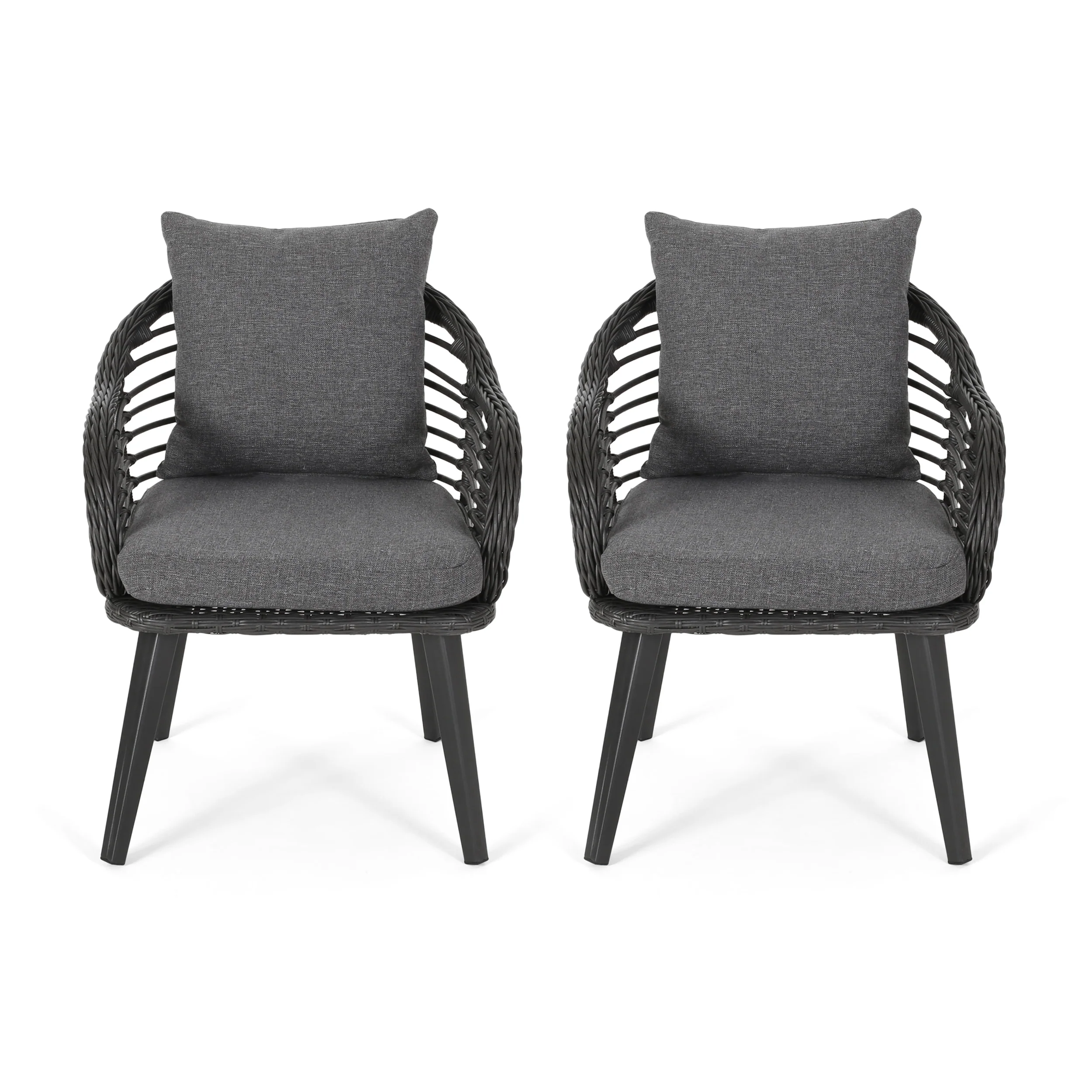Madison Outdoor Wicker Club Chairs with Cushions (Set of 2) - furnishings