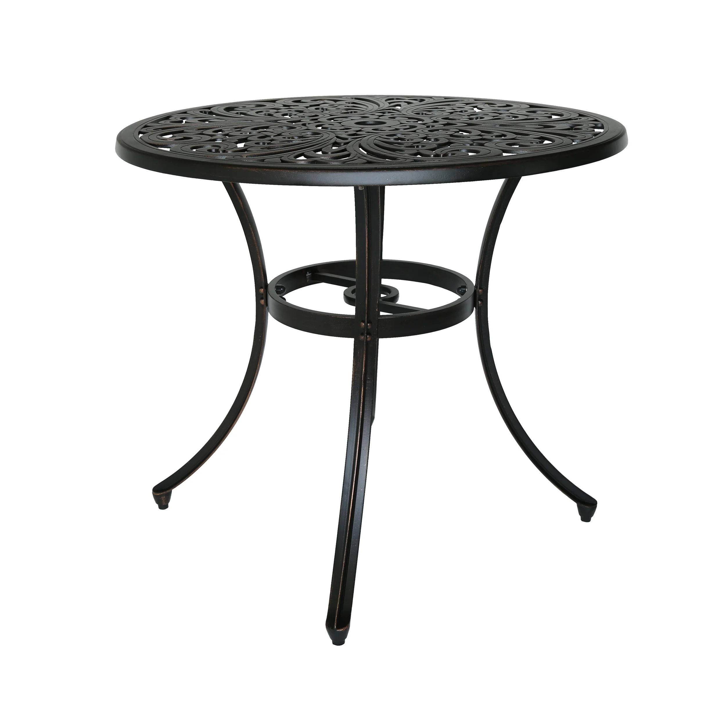 Buda Outdoor Cast Aluminum Dining Table, Shiny Copper - furnishings