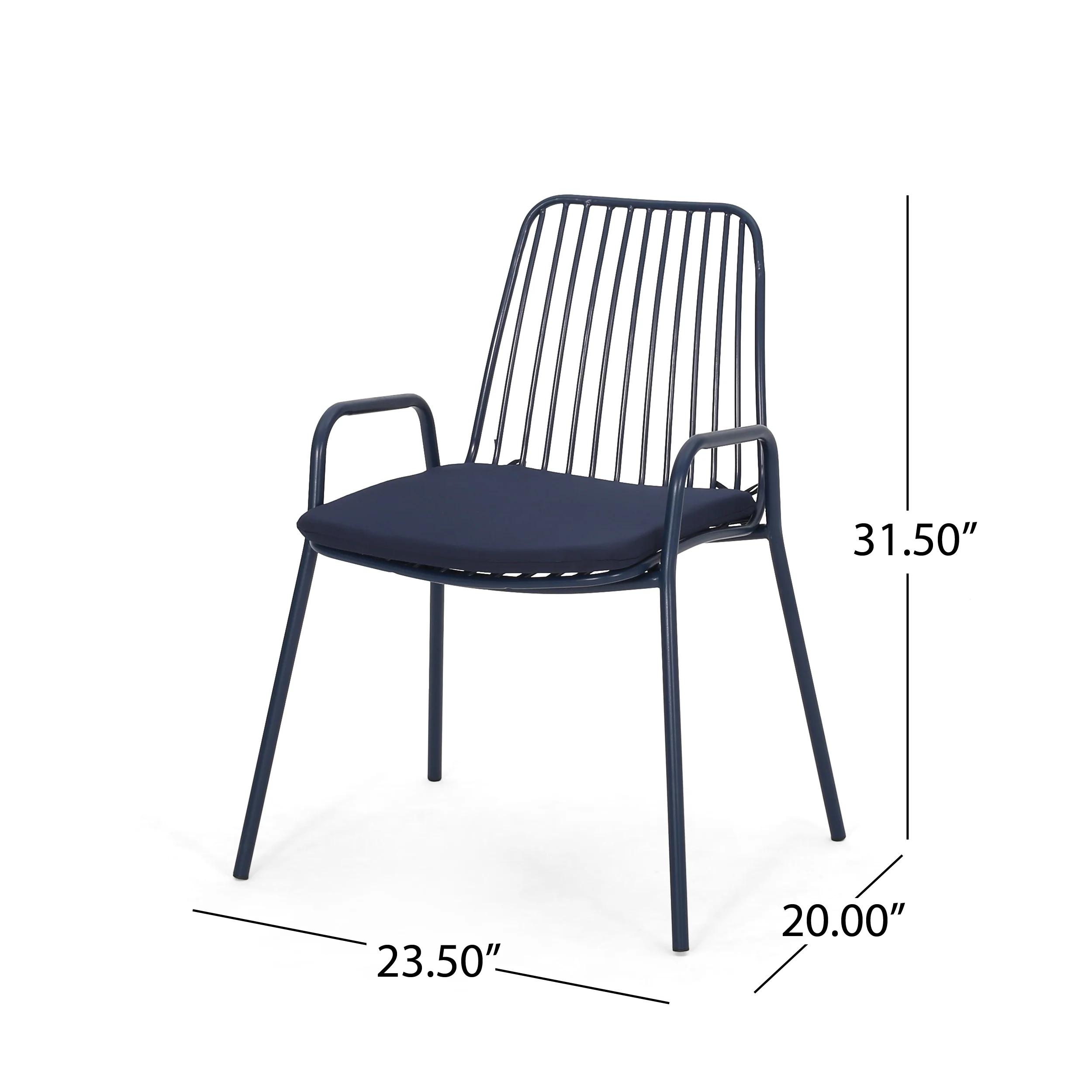 Ashwood Outdoor Modern Iron Club Chair with Cushion (Set of 2) - furnishings