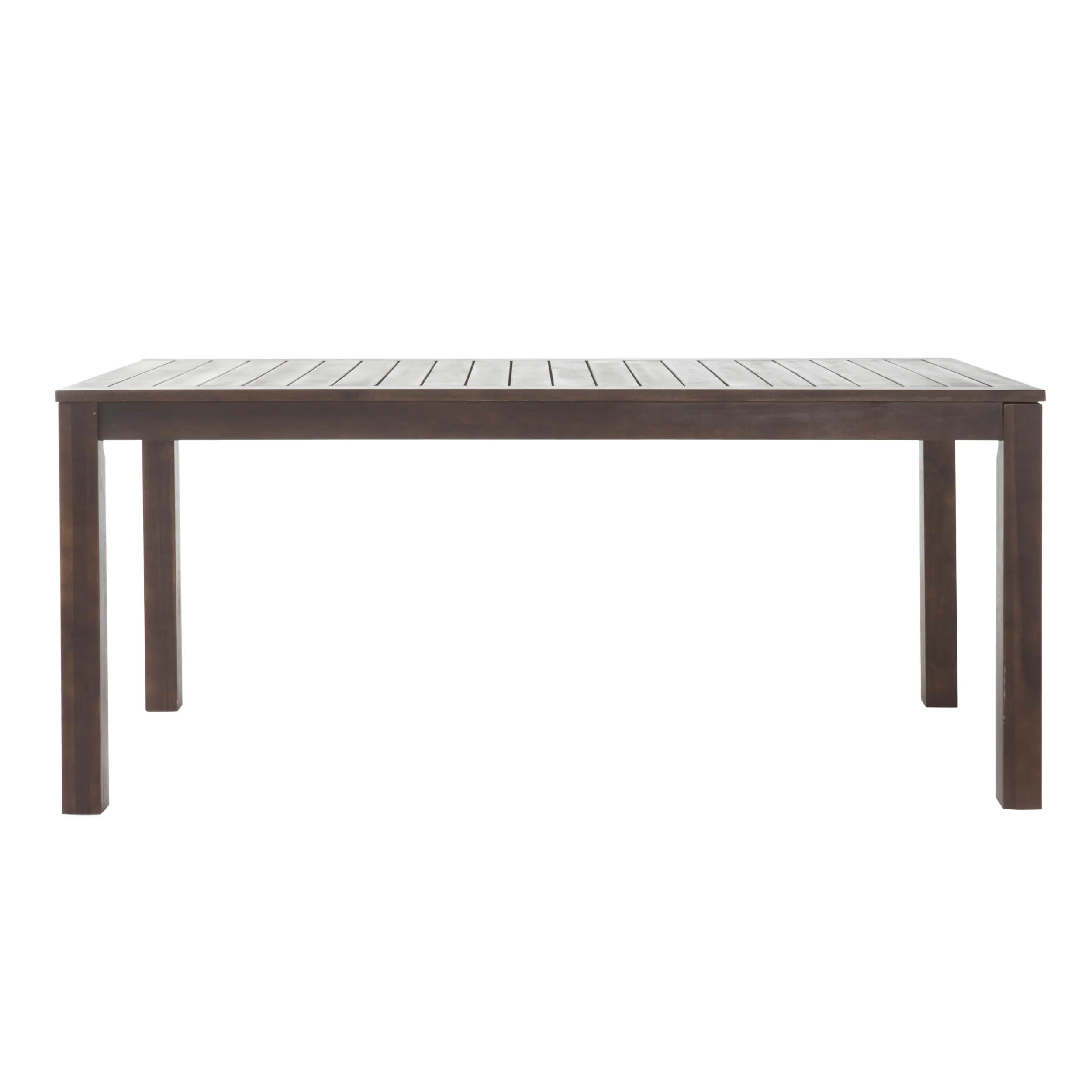 Marin Rustic Outdoor Slatted Dark Brown Acacia Wood Dining Table - furnishings
