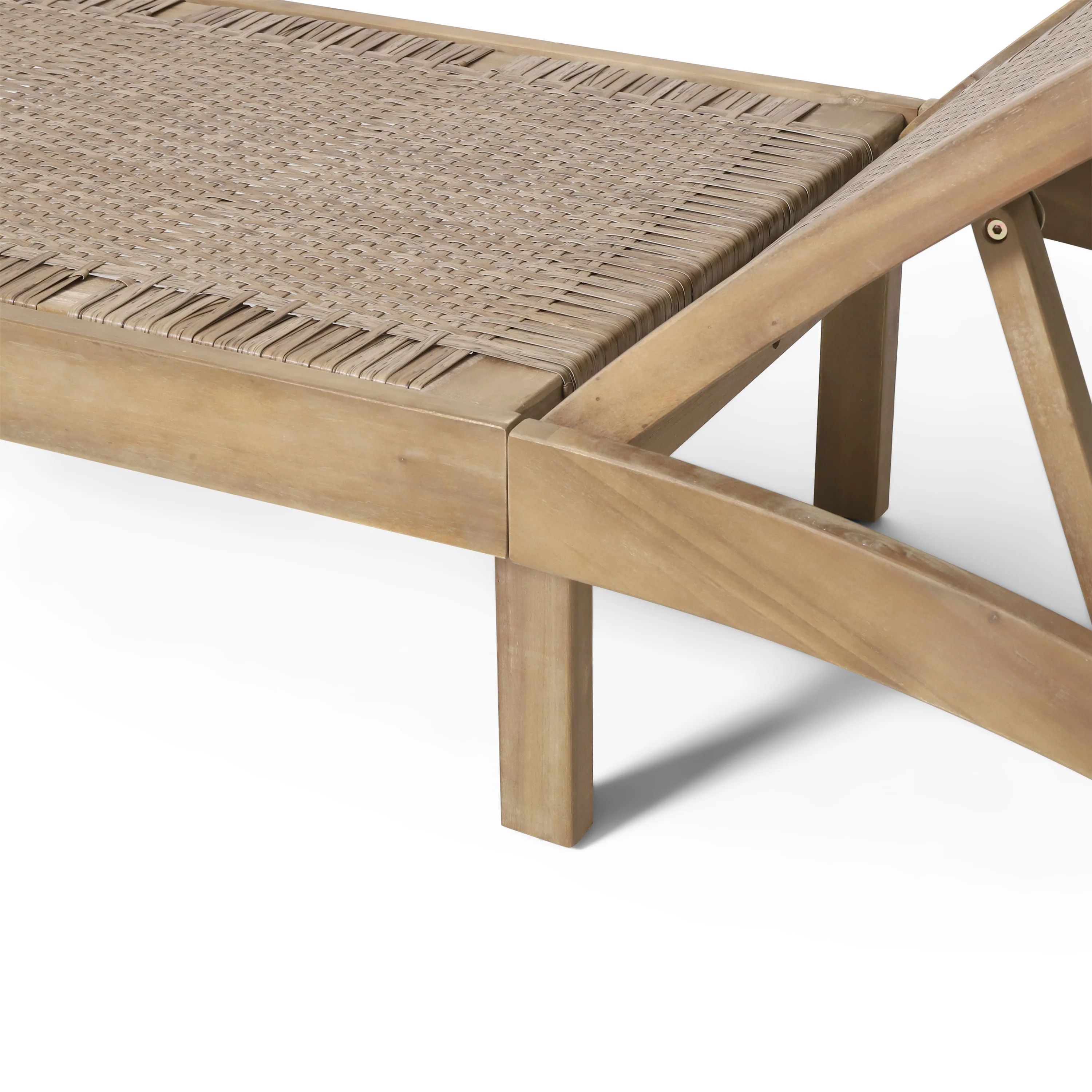 Stetson Outdoor Acacia Wood and Flat Wicker Chaise Lounge - furnishings