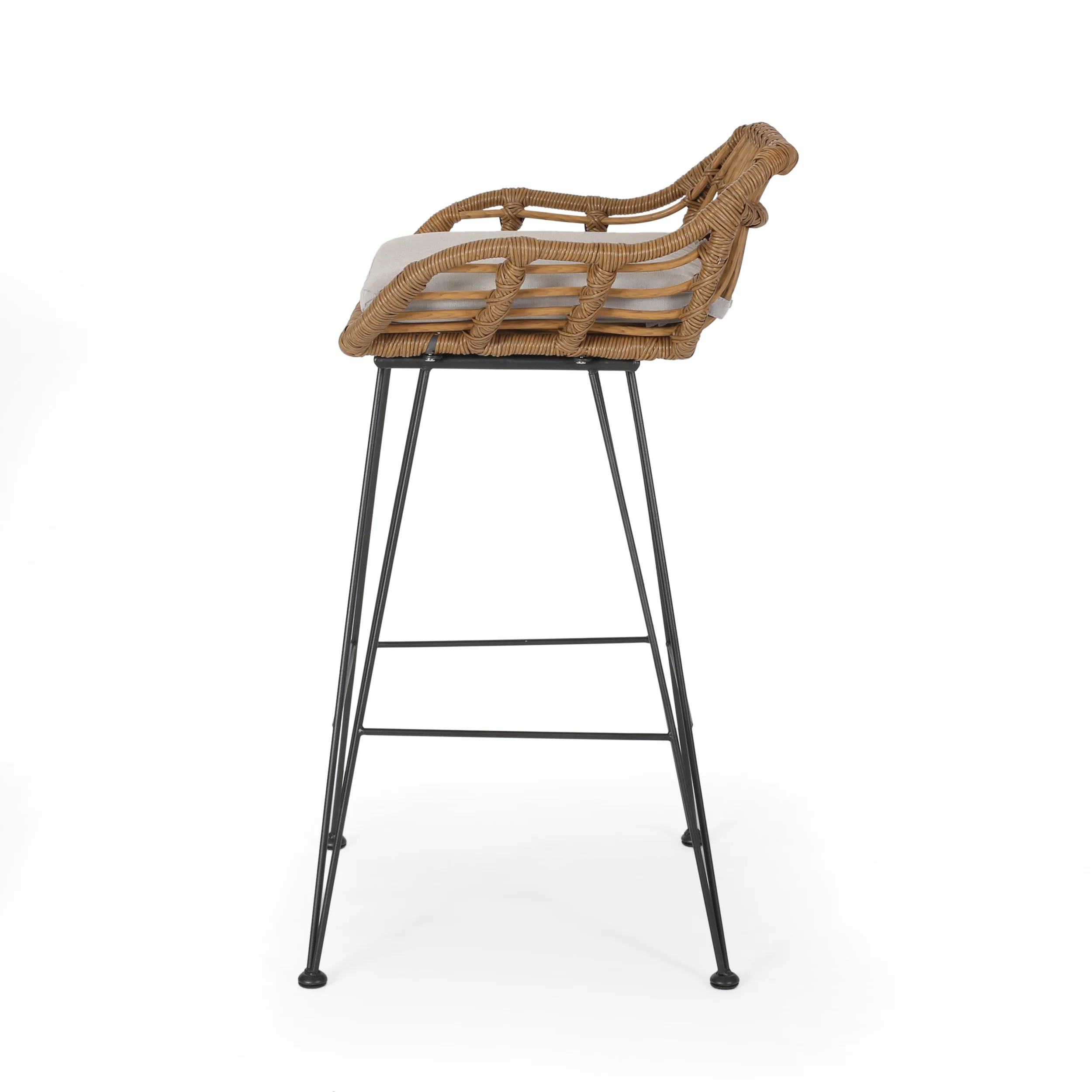 Lisa Outdoor Wicker Barstools with Cushions (Set of 2) - furnishings