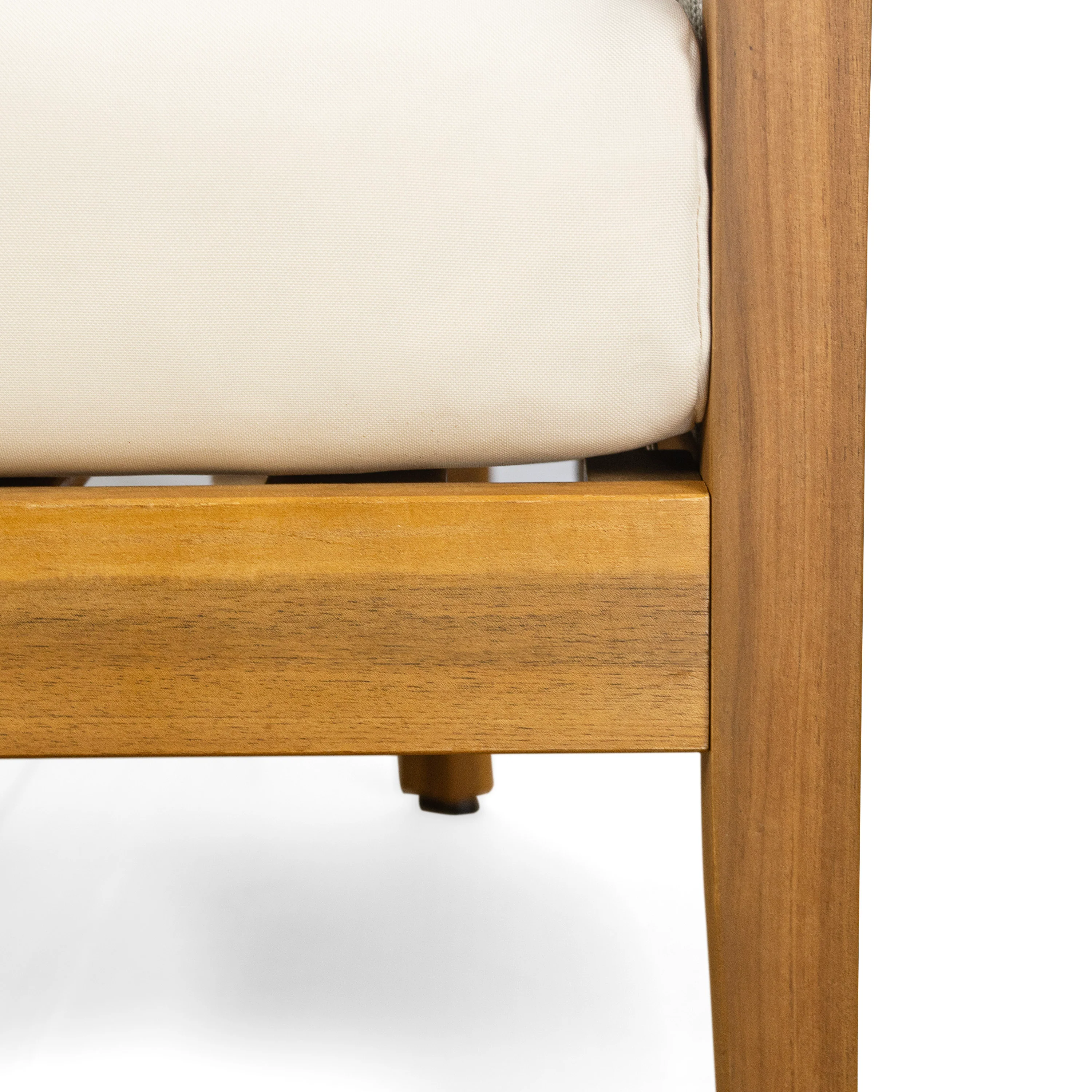 Rowane Teak Rope Weave Acacia Wood Outdoor Club Chairs with Beige Cushions - furnishings