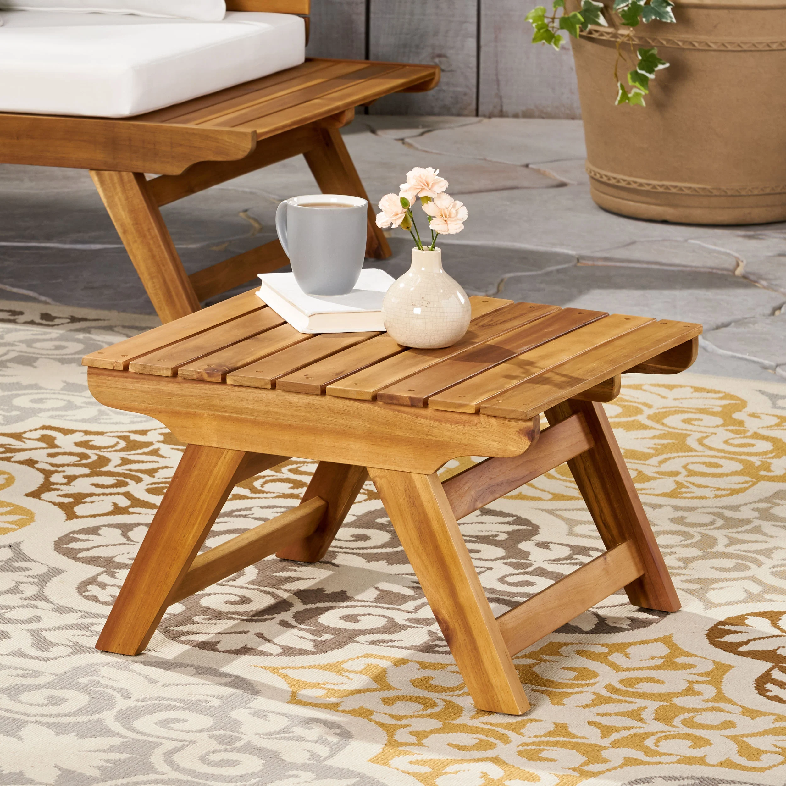 Kaiya Outdoor Wooden Side Table - furnishings
