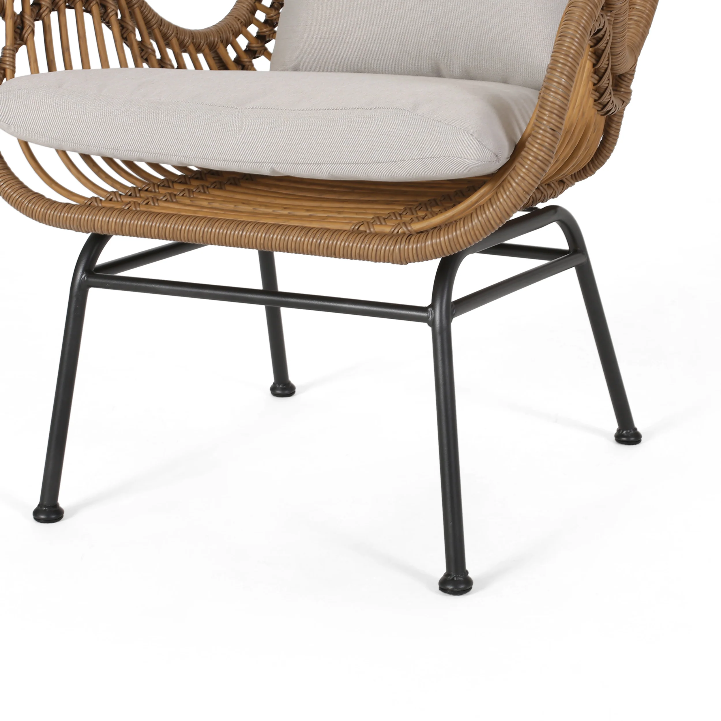 Pooneli Outdoor 5 Piece Wicker Chat Set with Ottomans - furnishings
