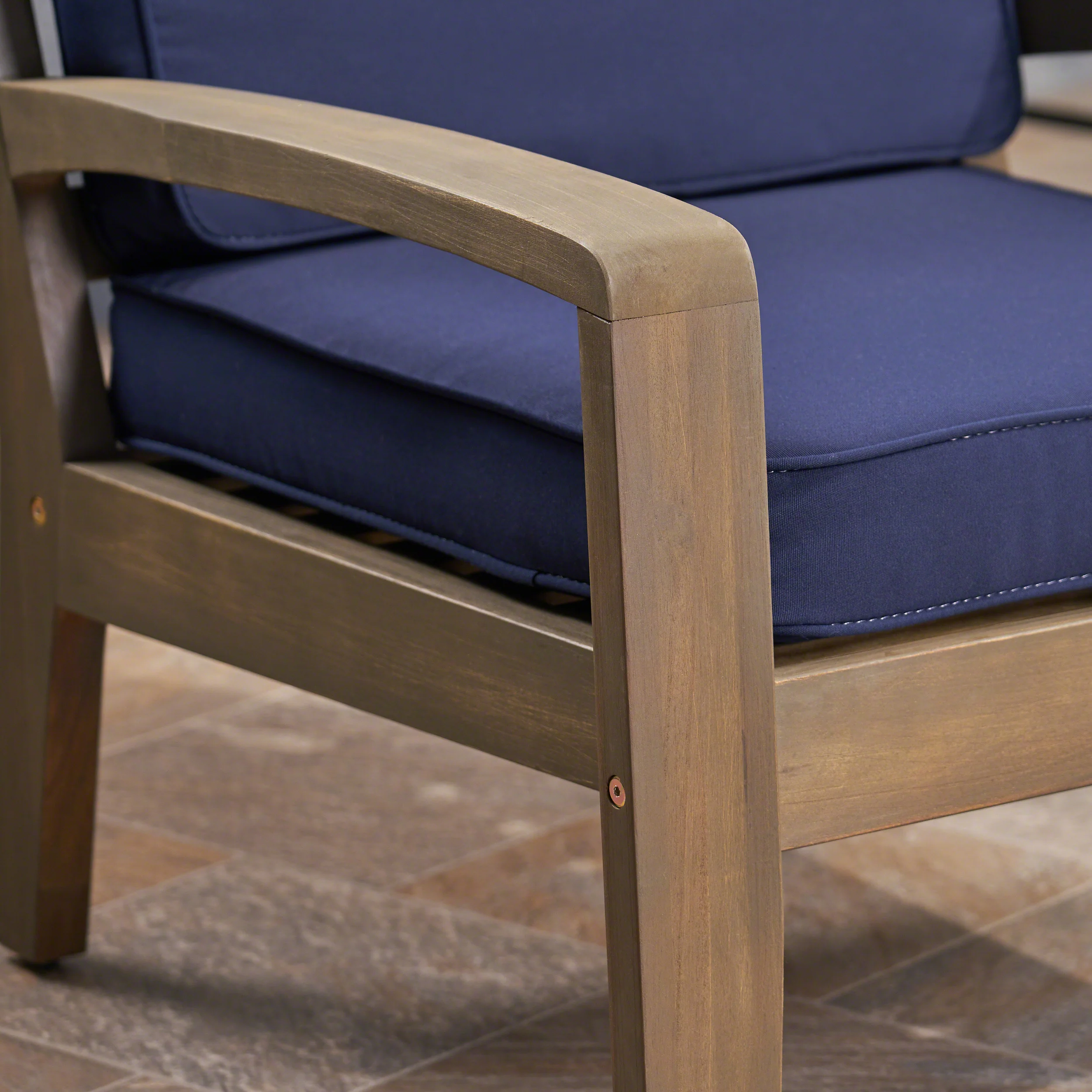 Parma Outdoor Acacia Wood Club Chairs with Sunbrella Cushions - furnishings