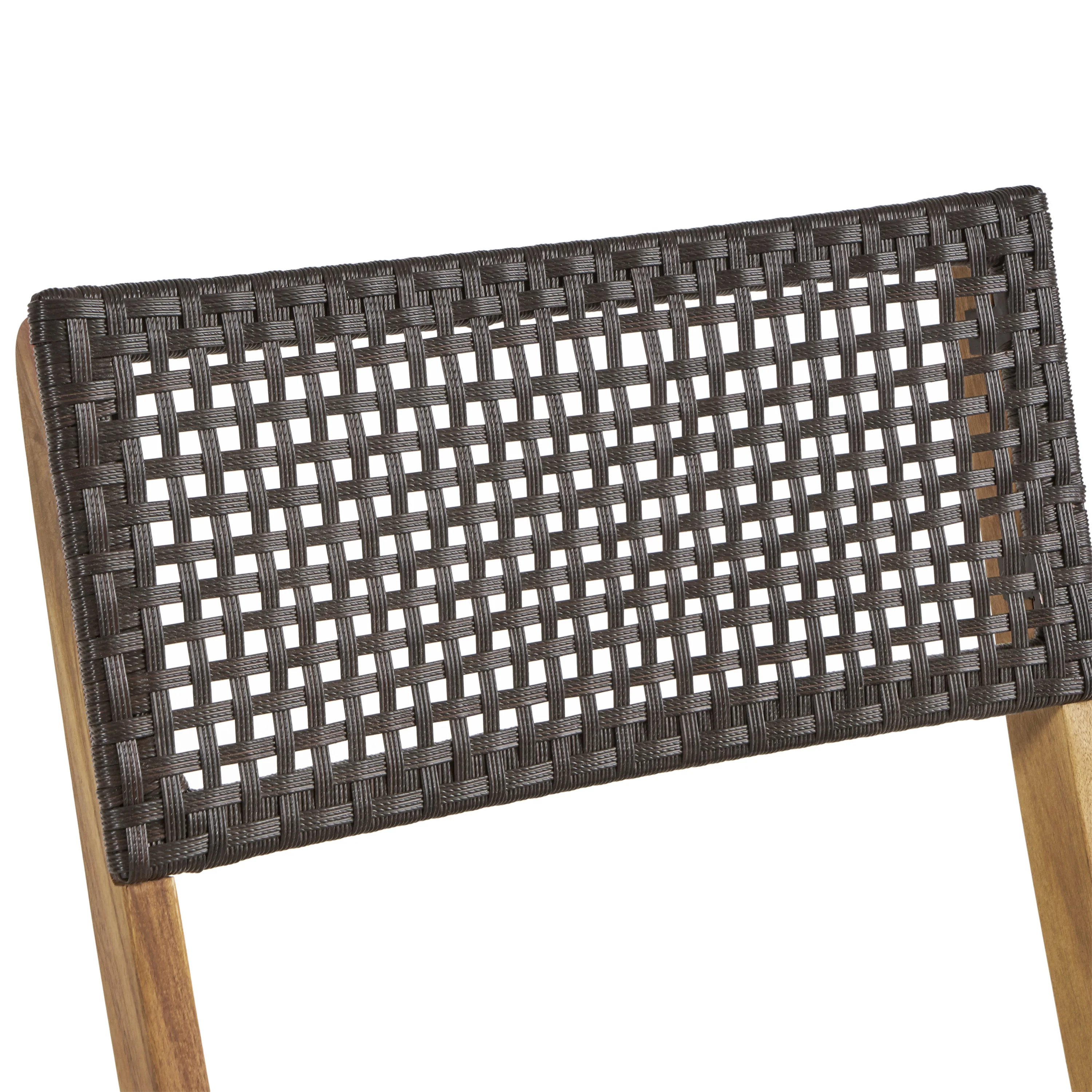 Truda Outdoor Acacia Wood Foldable Bistro Chairs with Wicker Seating (Set of 2) - furnishings