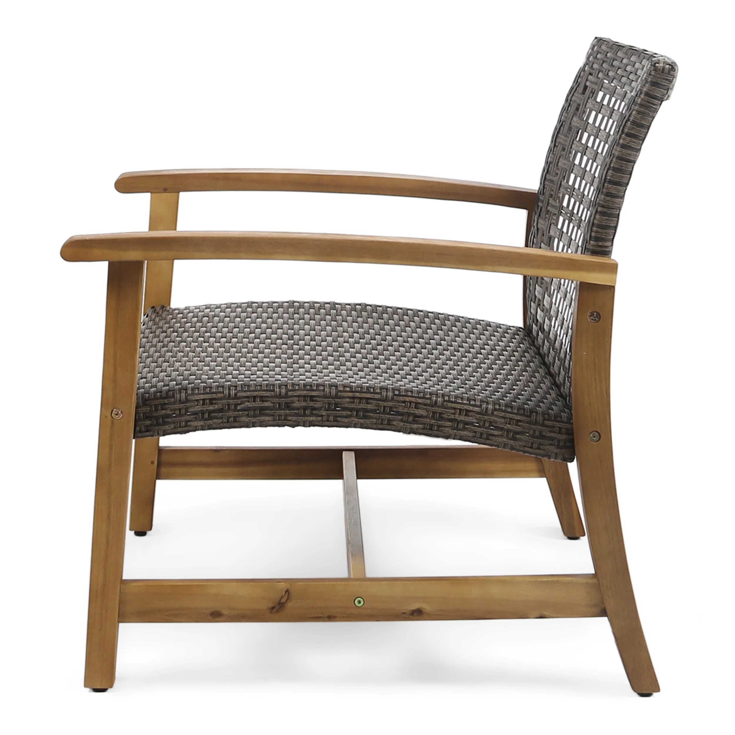 Tabby Outdoor 6 Piece Wood and Wicker Chat Set with Fire Pit - furnishings