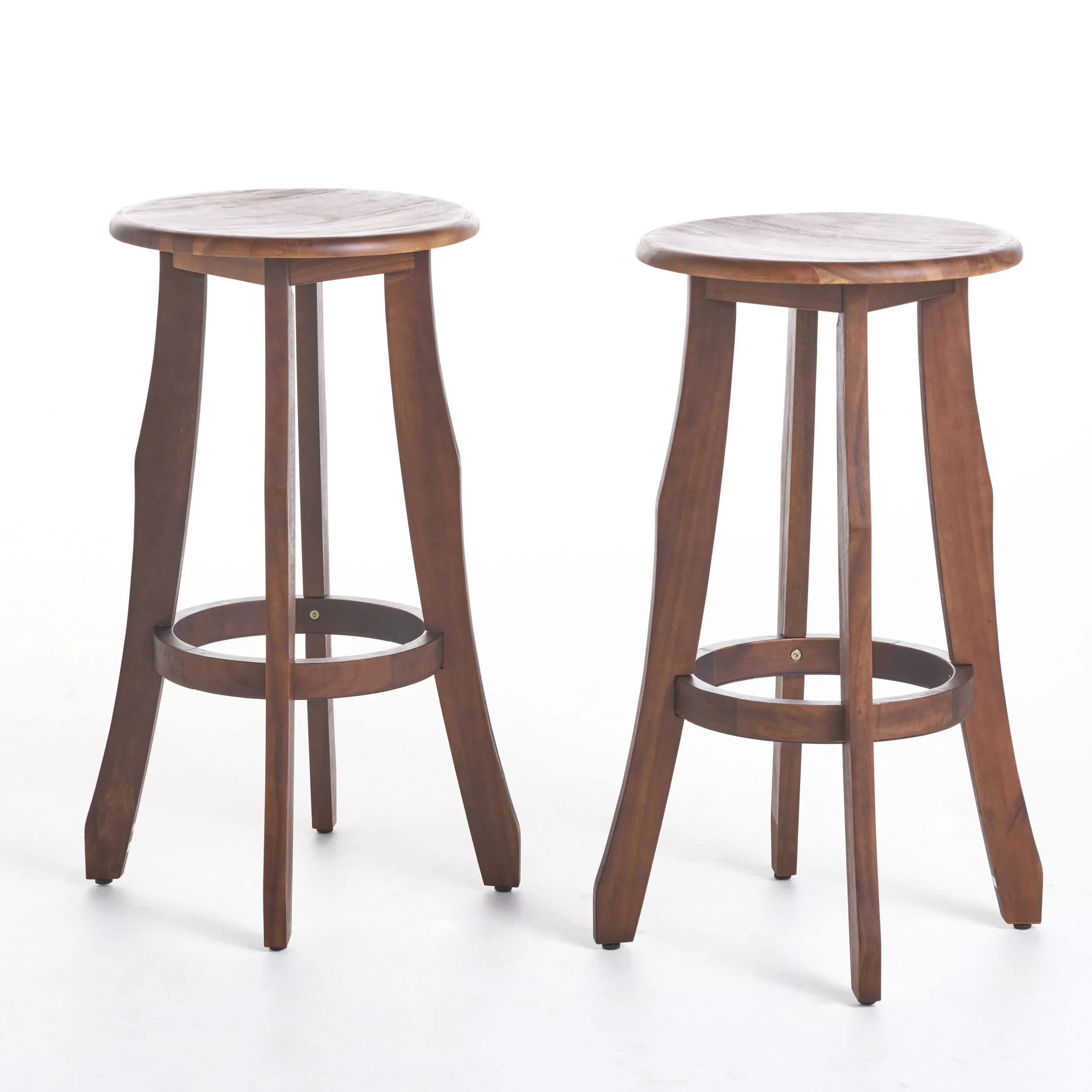 Primrose 30-Inch Outdoor Dark Brown Finished Acacia Wood Barstools - furnishings