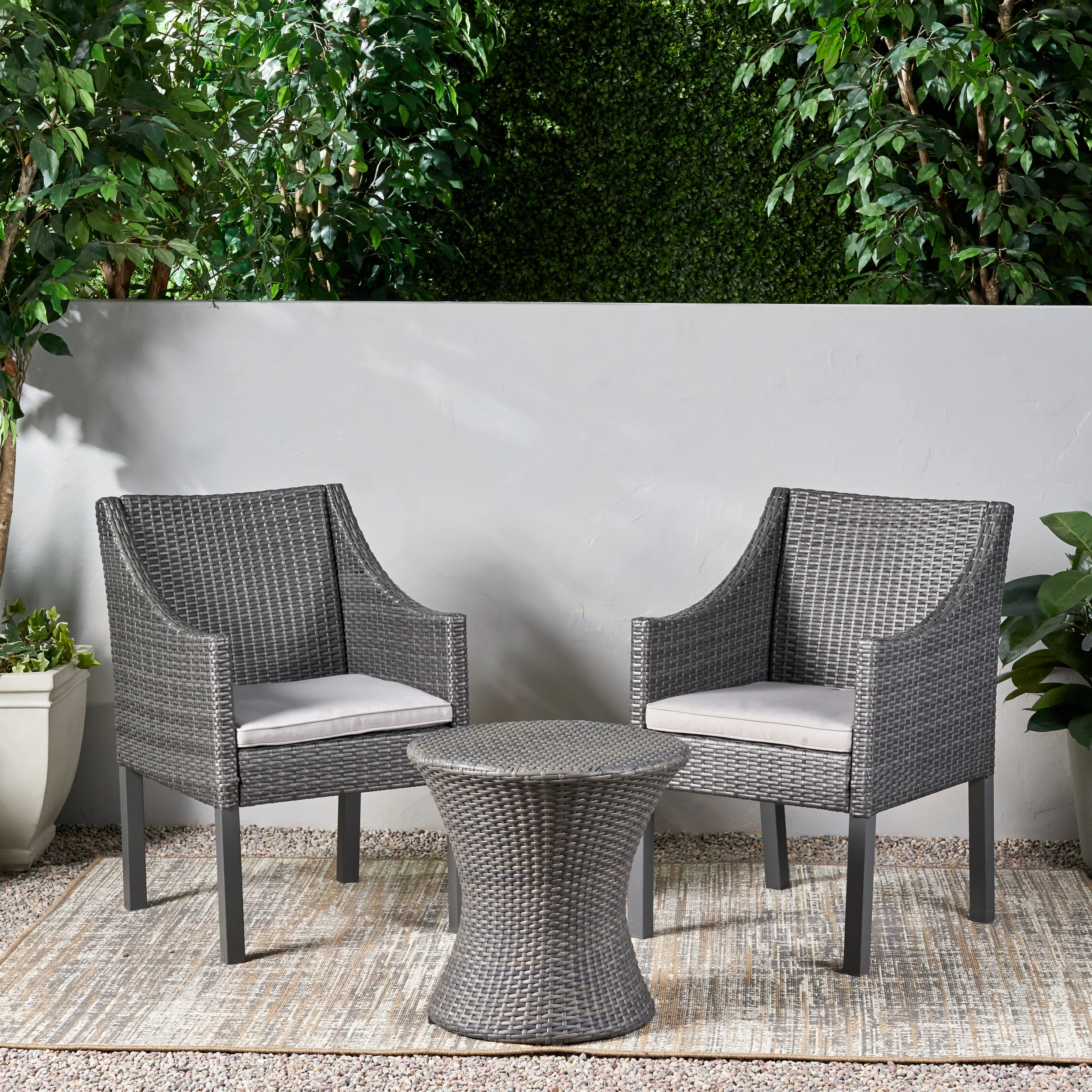 Janet Outdoor 3 Piece Wicker Chat Set - furnishings