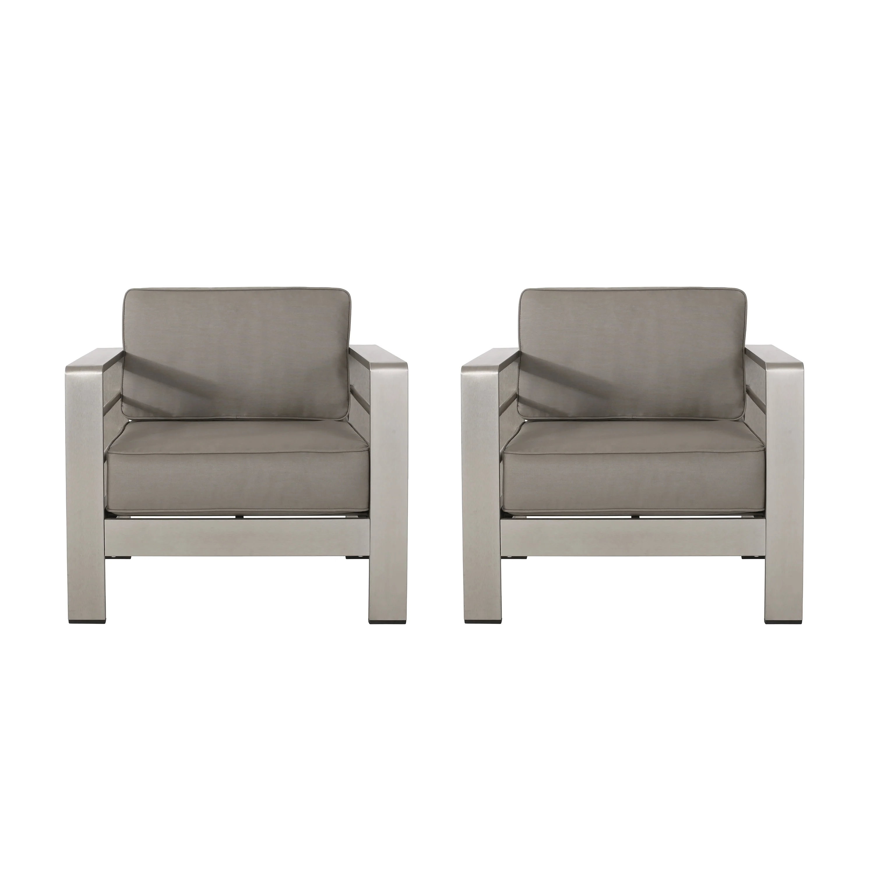 Crested Bay Outdoor Aluminum Club Chairs with Optional Sunbrella Cushions, Set of 2 - furnishings