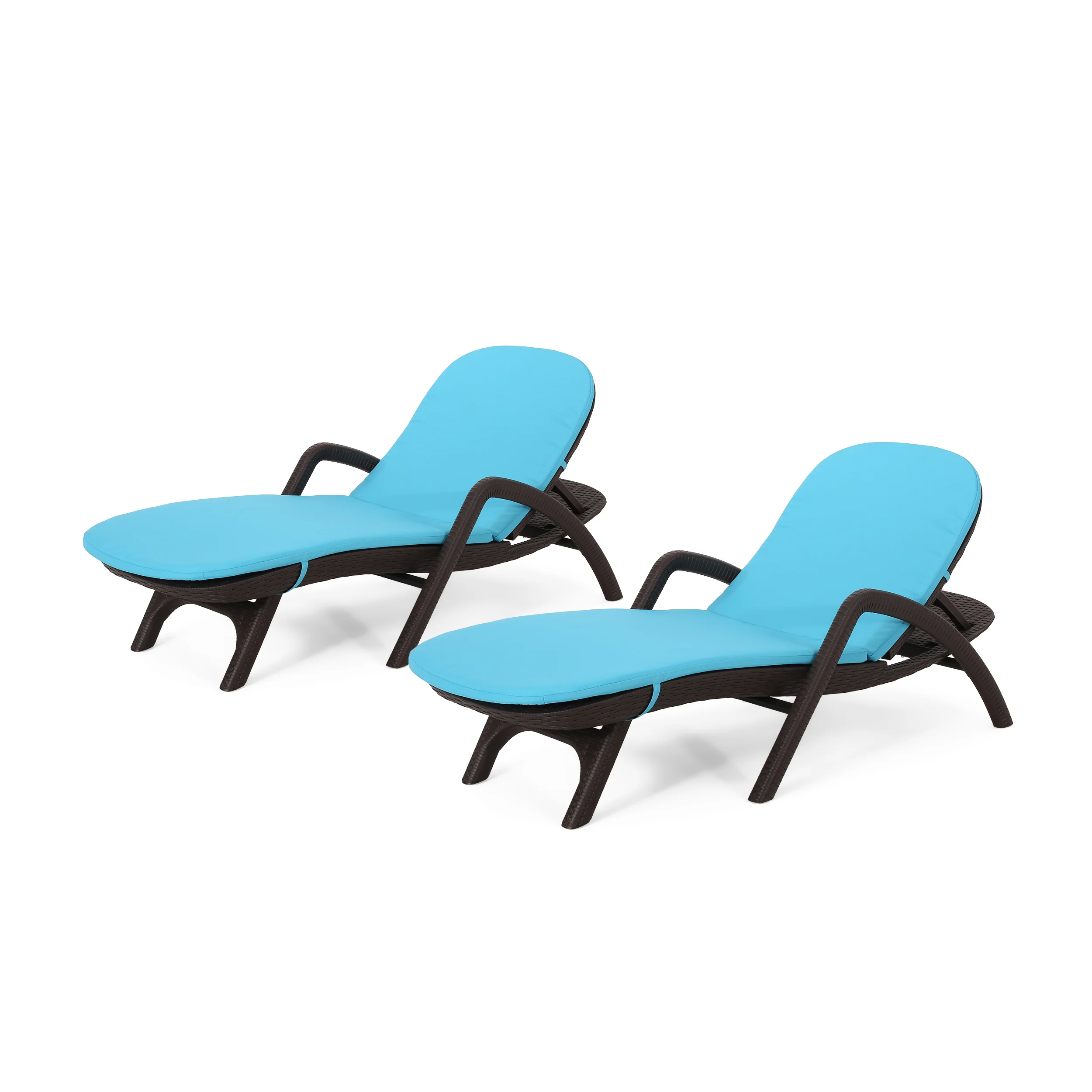 Riley Outdoor Faux Wicker Chaise Lounges with Cushion (Set of 2) - furnishings