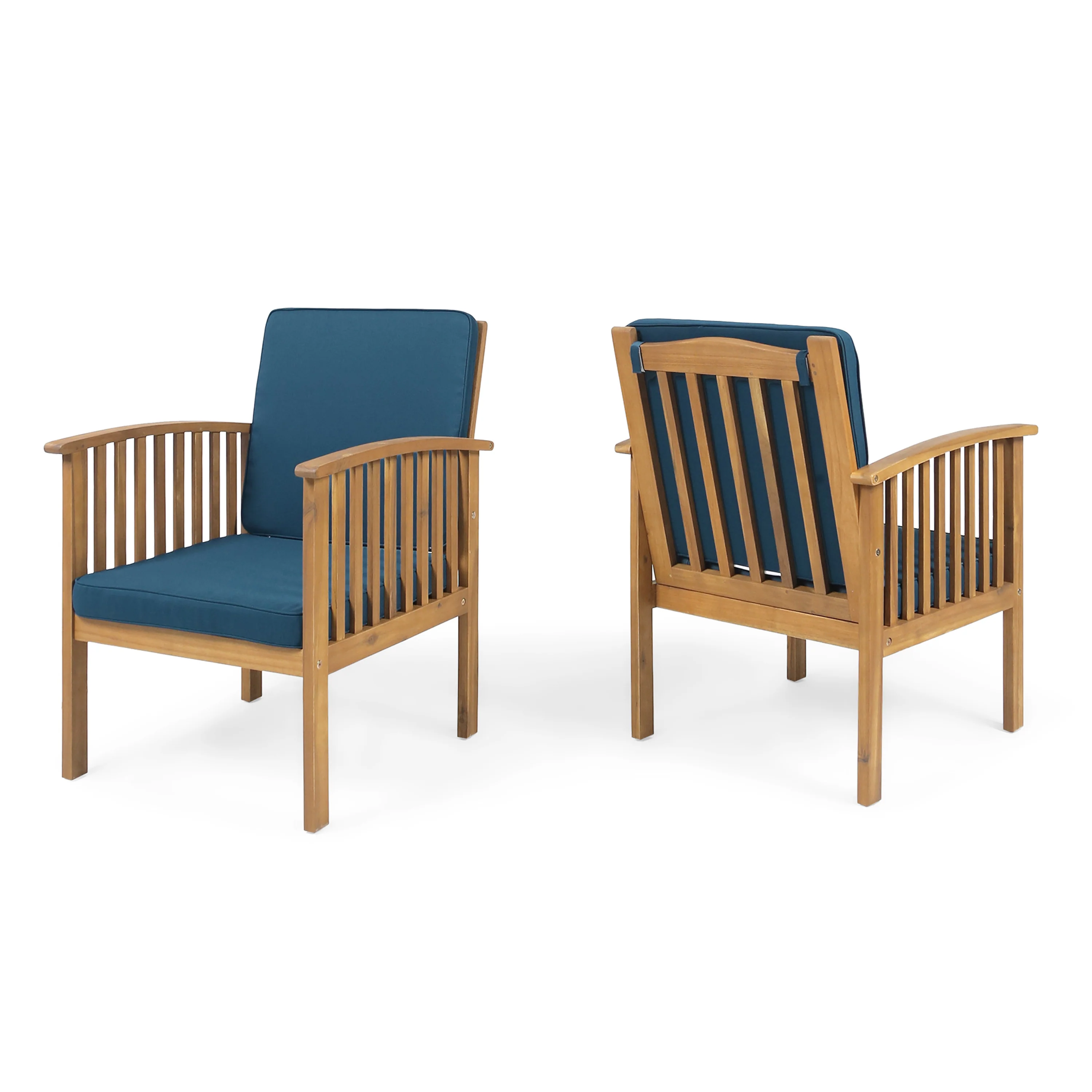 Ray Acacia Outdoor Acacia Wood Club Chairs w/ Cushions - furnishings