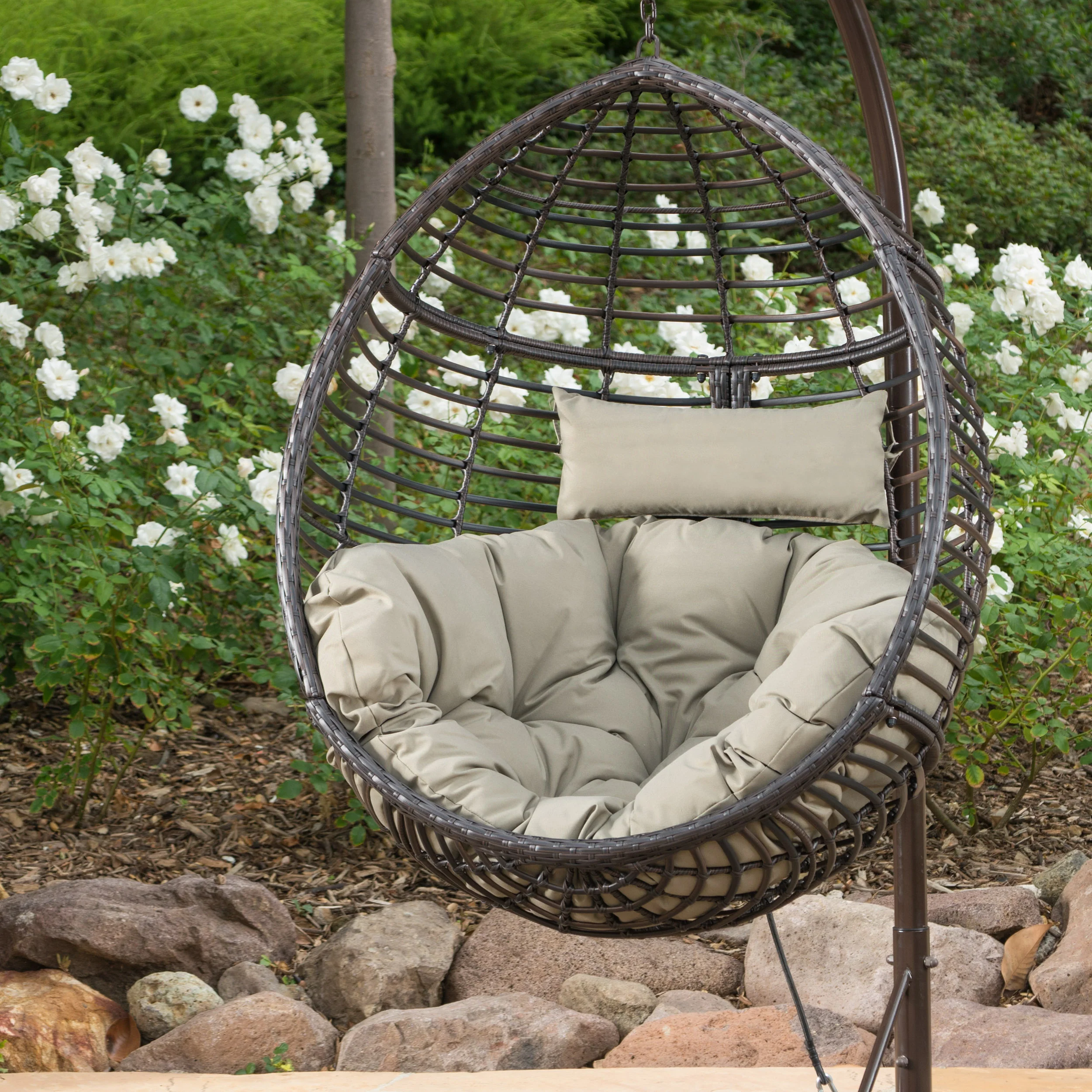 Leasa Indoor/Outdoor Hanging Teardrop / Egg Chair (Stand Not Included) - furnishings