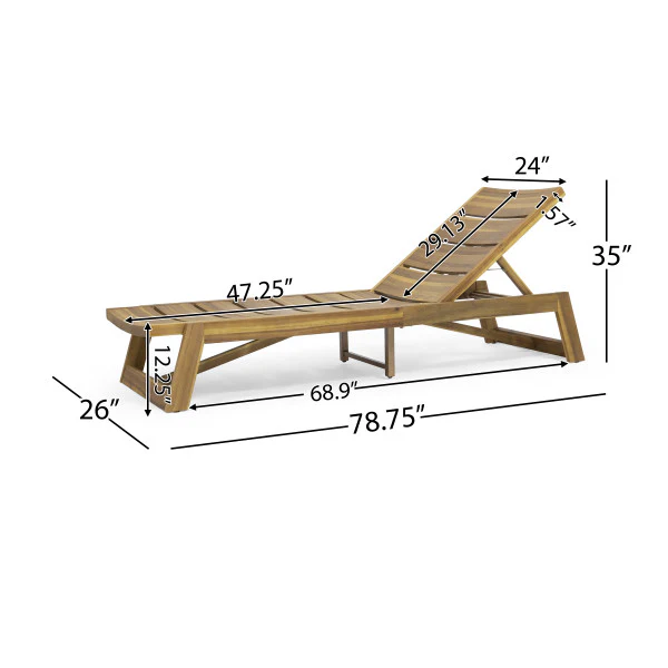 Karyme Outdoor Acacia Wood 6 Piece Chaise Lounge Set - furnishings