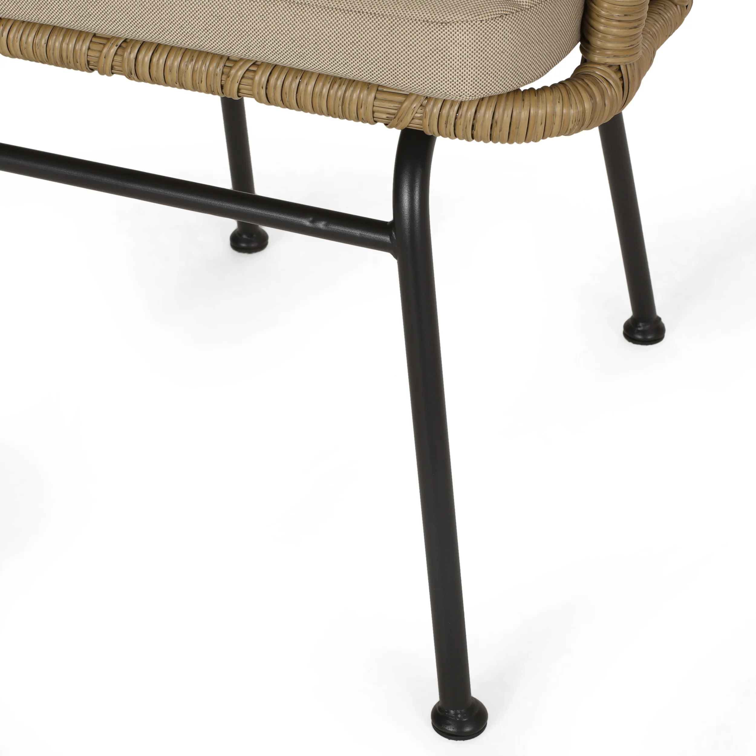 Monture Outdoor Wicker 2 Seater Chat Set, Light Brown and Beige - furnishings