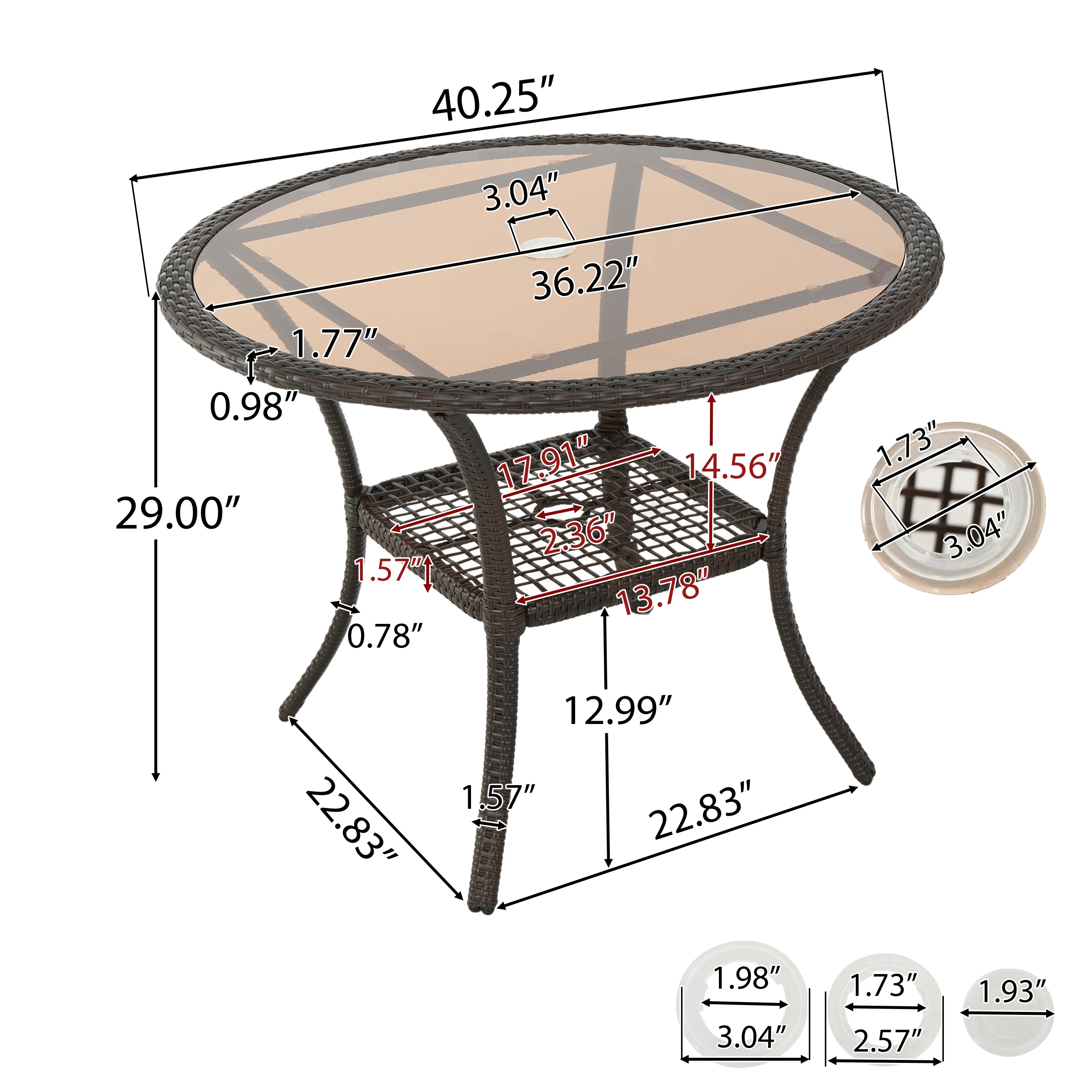 Selander Multibrown Wicker Glass Table - furnishings