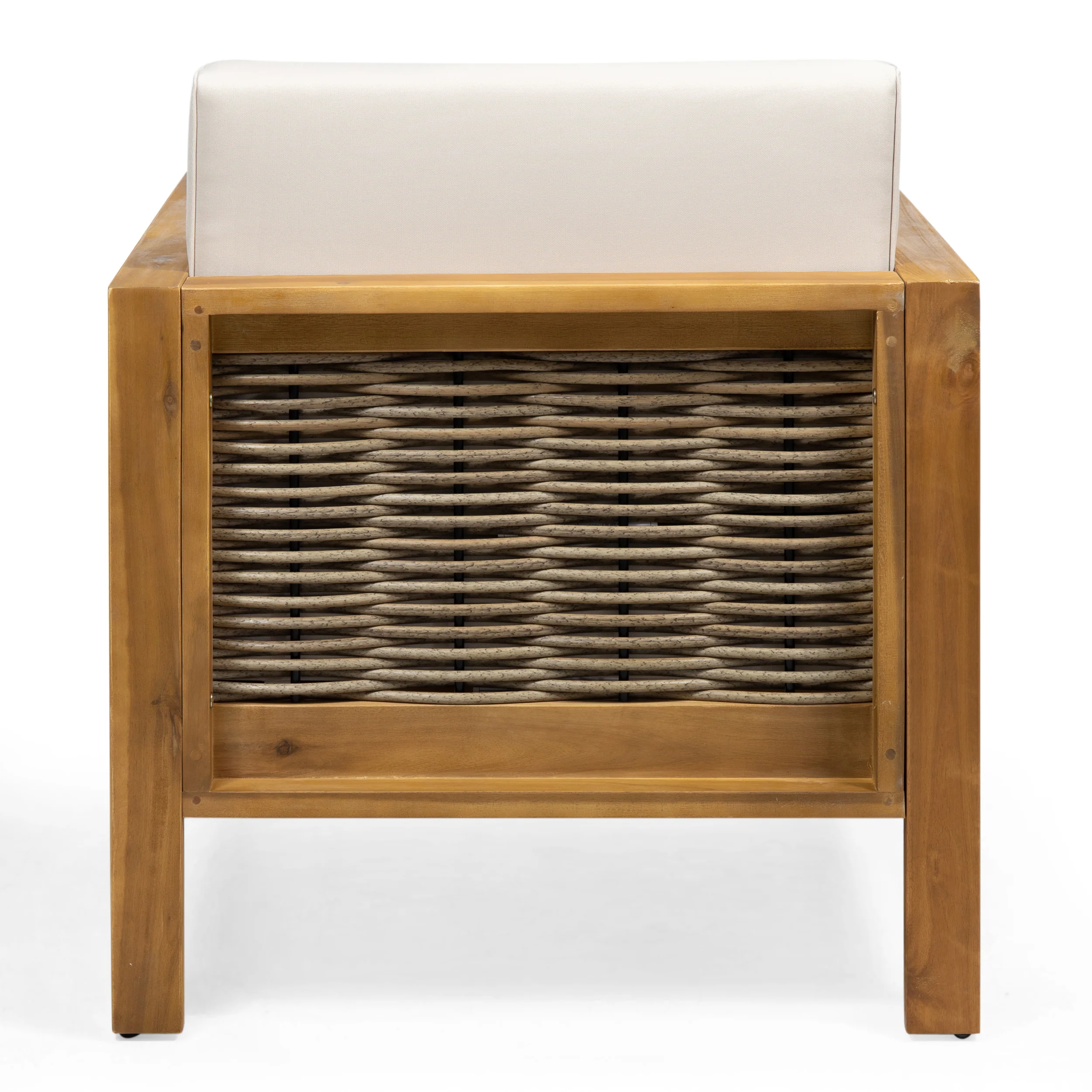 Mayes Outdoor Acacia Wood Club Chair with Wicker Accents (Set of 2) - furnishings
