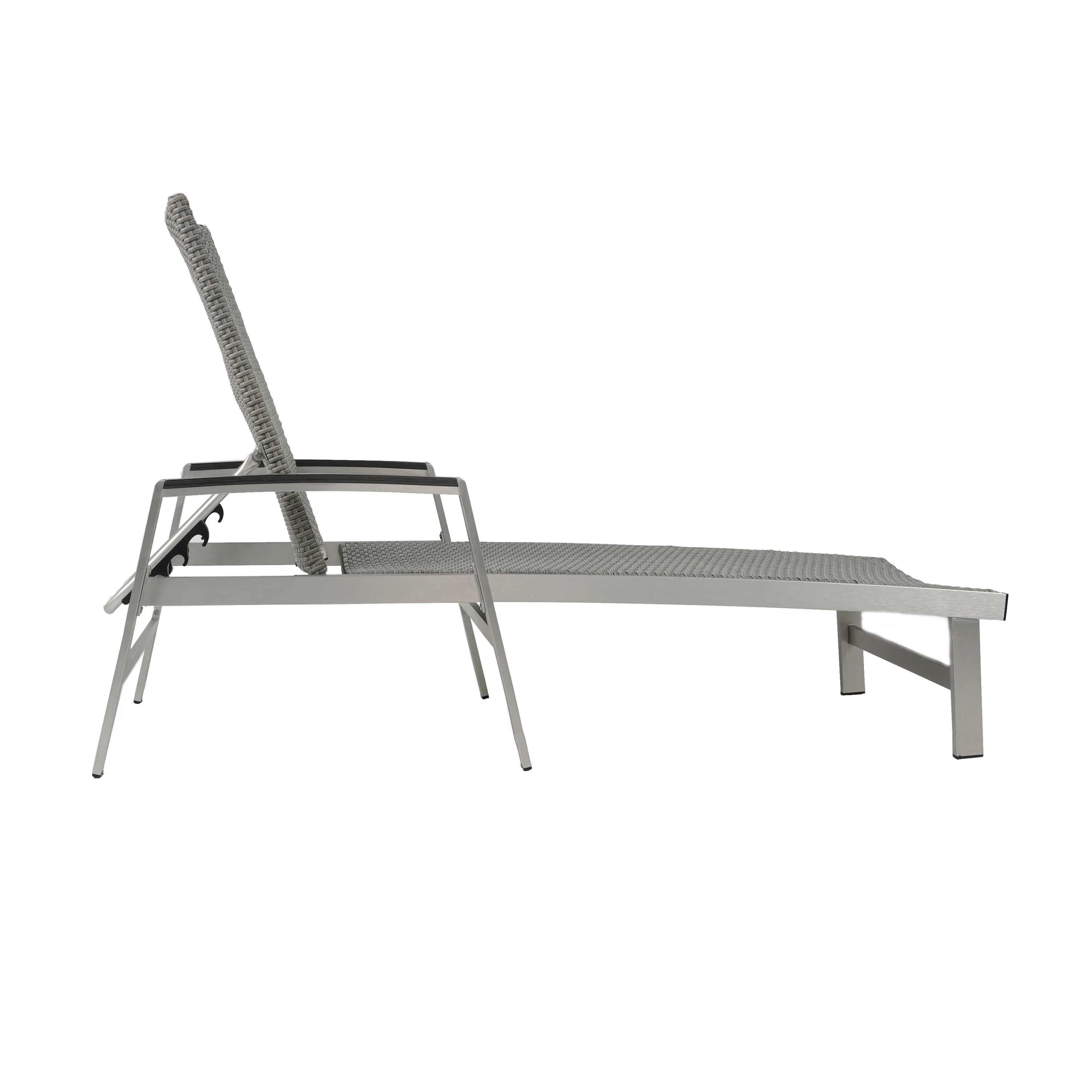 Joy Outdoor Wicker and Aluminum Chaise Lounge, Gray Finish - furnishings