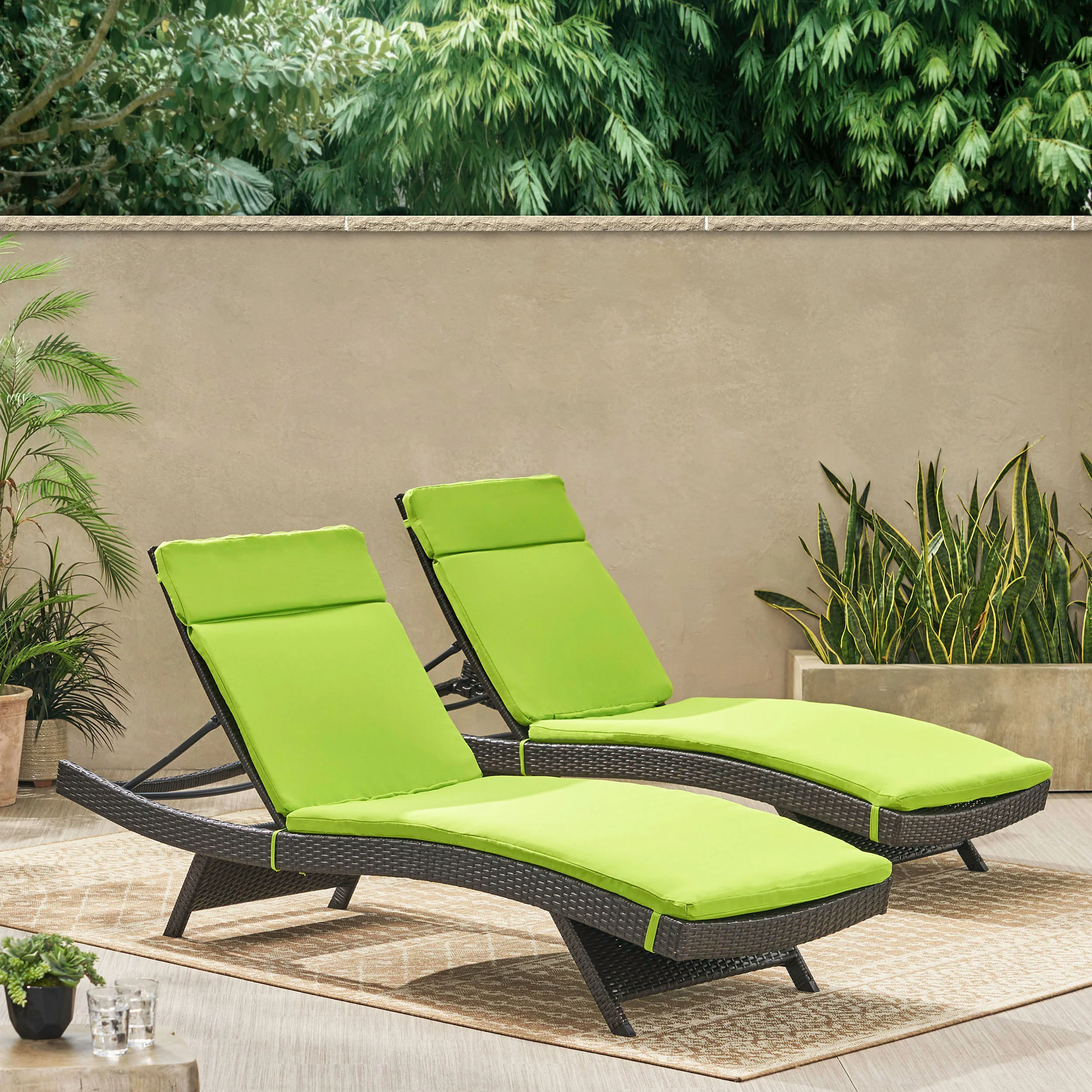 Lakeport Outdoor Adjustable Chaise Lounge Chairs w/ Cushions (set of 2) - furnishings