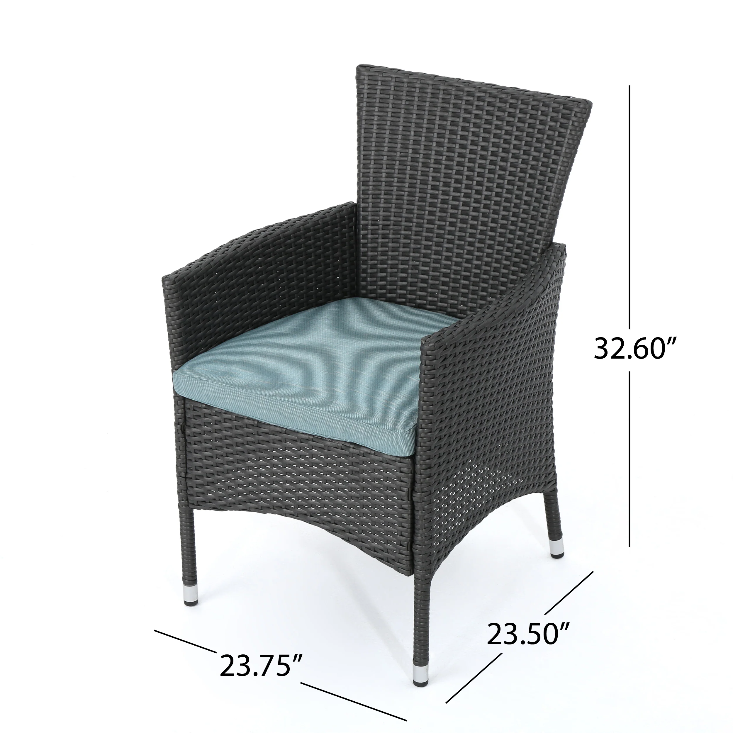 Clementine Outdoor Wicker Dining Chairs with Water Resistant Cushions - Set of 2 - furnishings