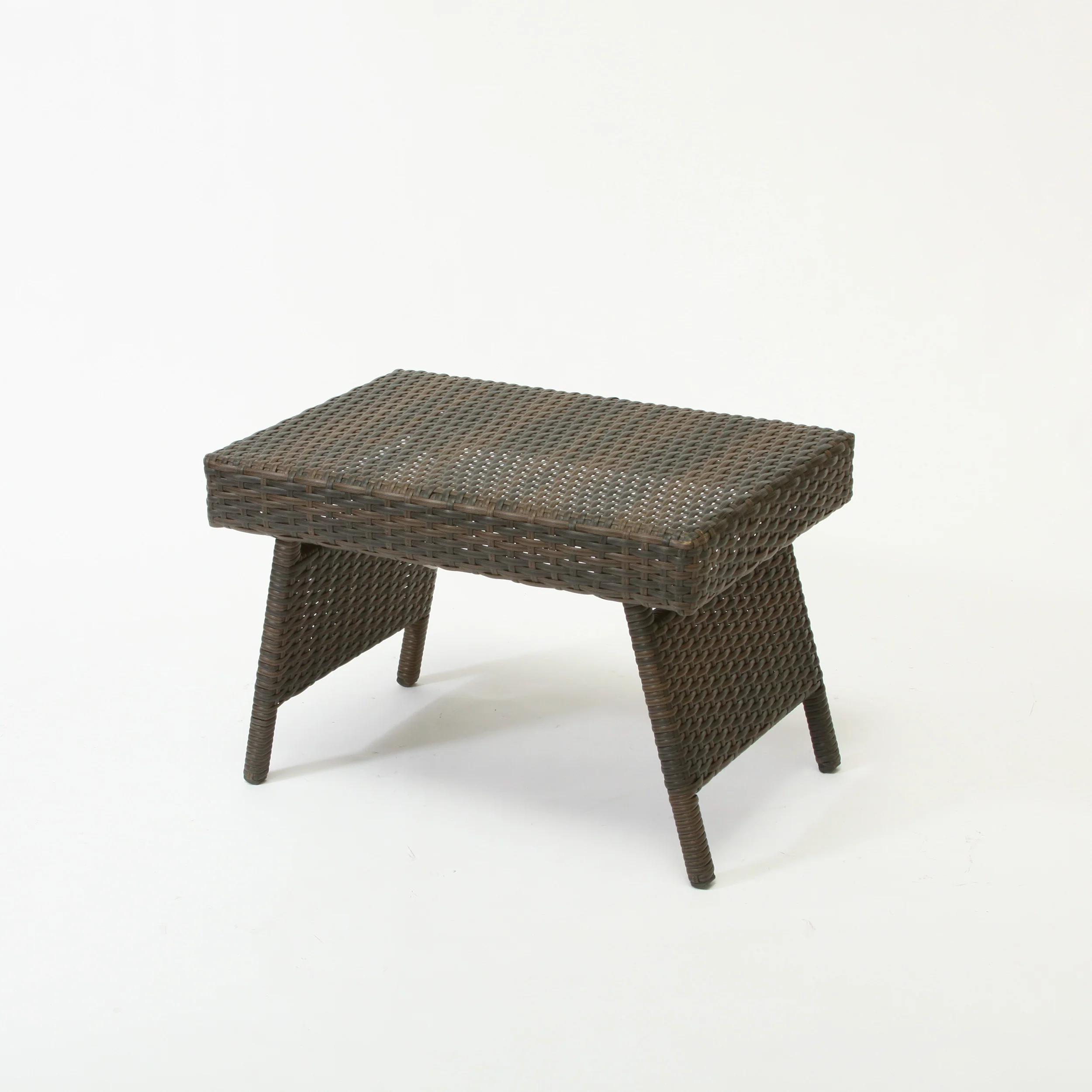 Lakeport Outdoor Brown Wicker Folding Side Table - furnishings