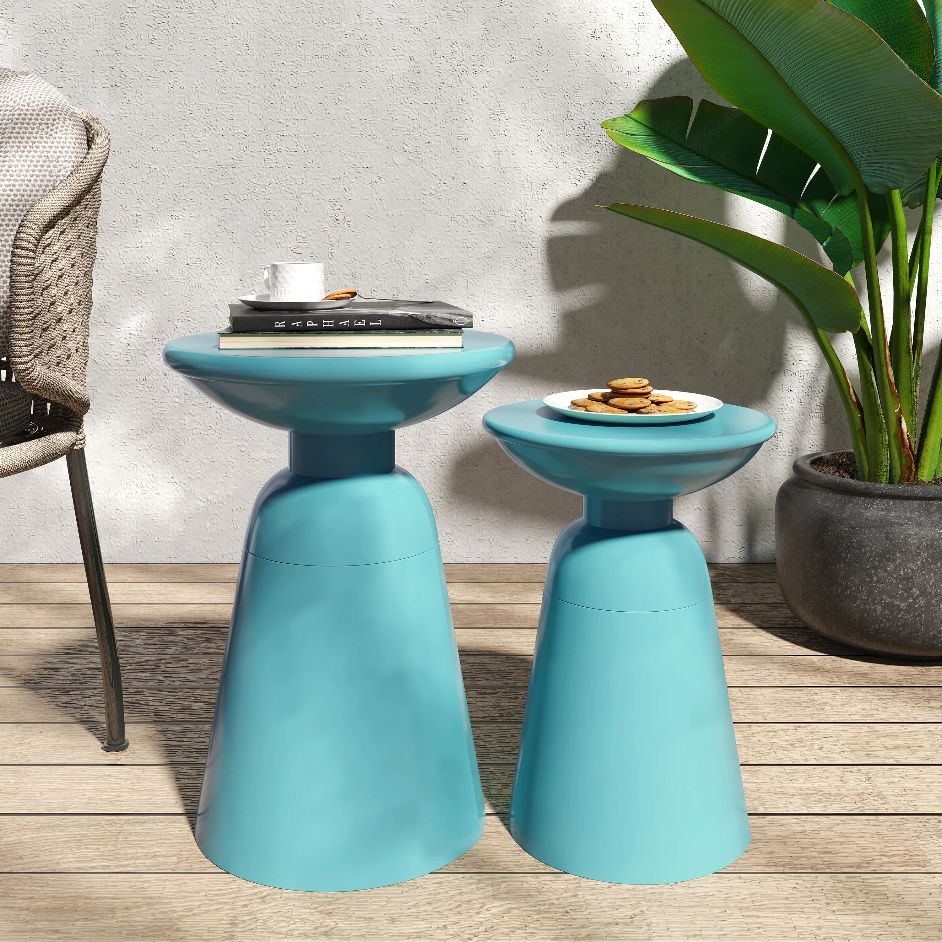 Soto Outdoor Metal Side Tables, Set of 2 - furnishings