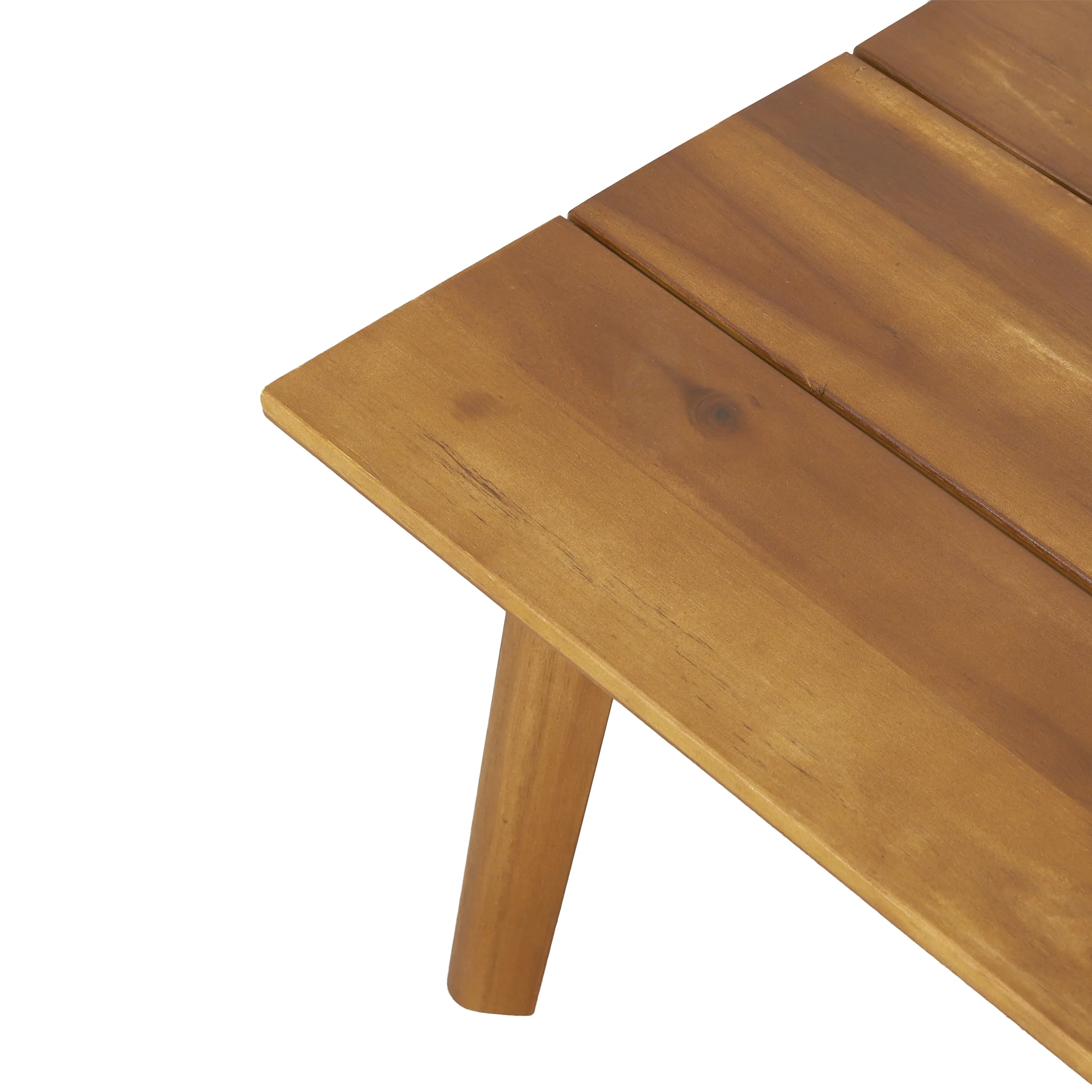 Aggie Outdoor Acacia Wood Loveseat and Coffee Table Set, Teak and White - furnishings