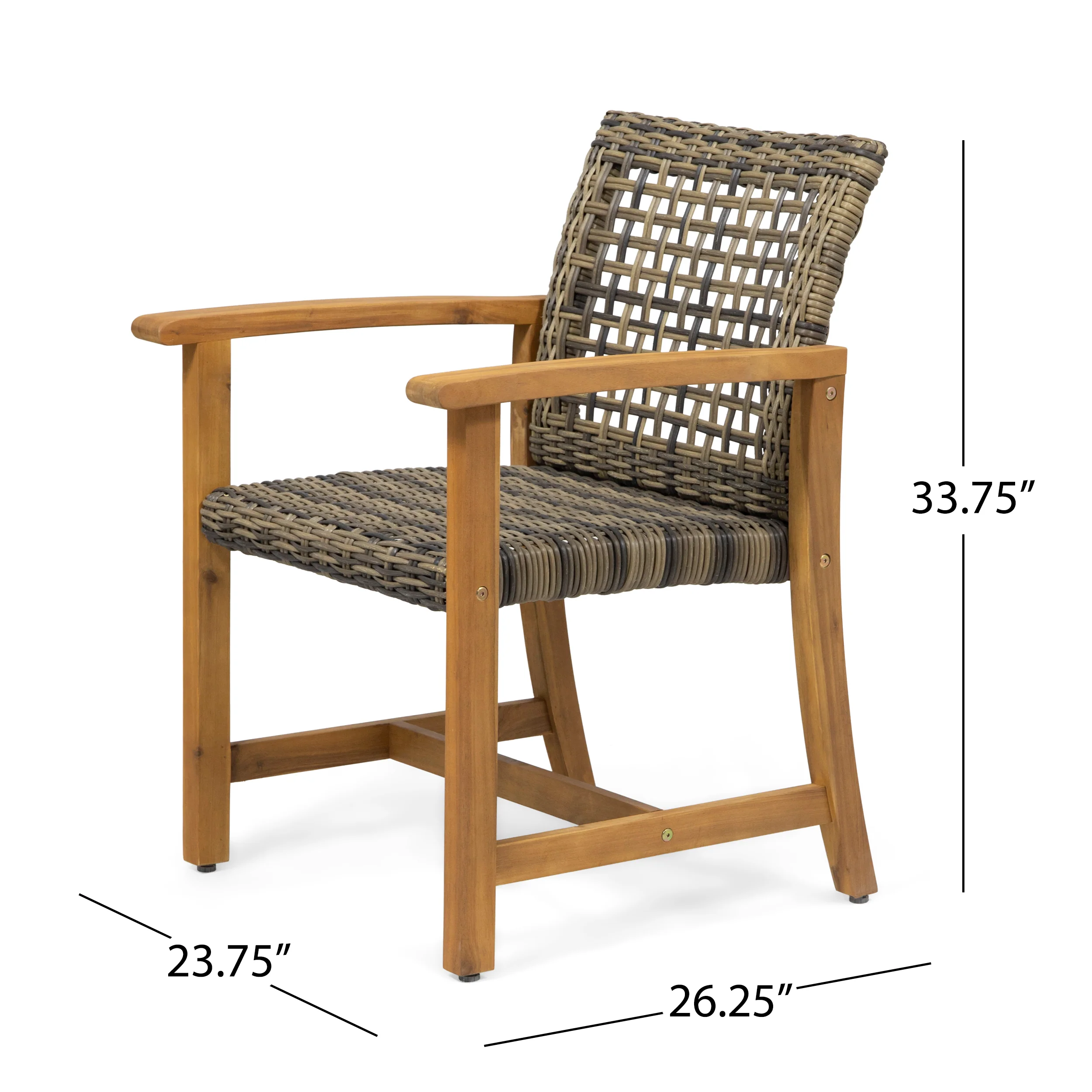 Alyssa Outdoor Acacia Wood and Wicker Dining Chair (Set of 2) - furnishings