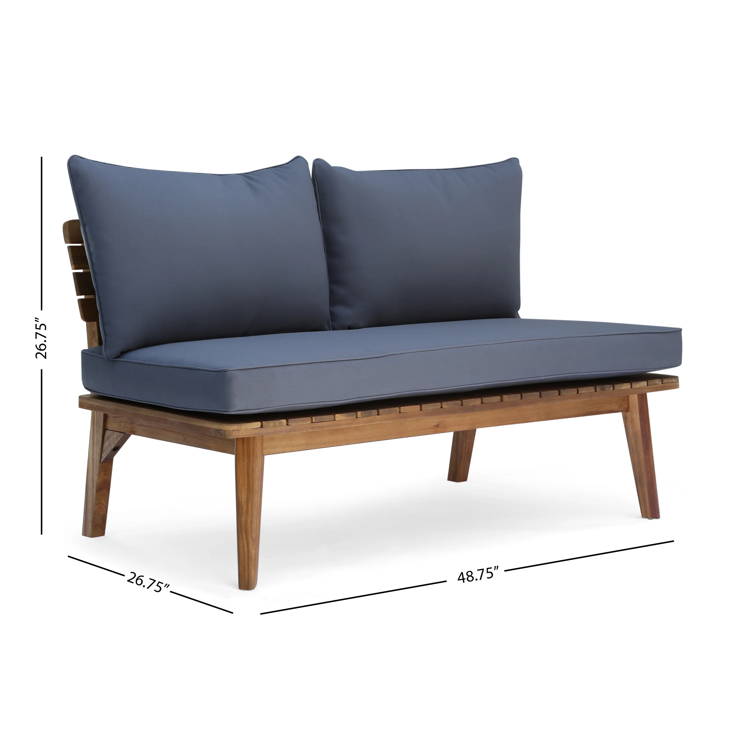 Boyle Outdoor Acacia Wood Loveseat - furnishings
