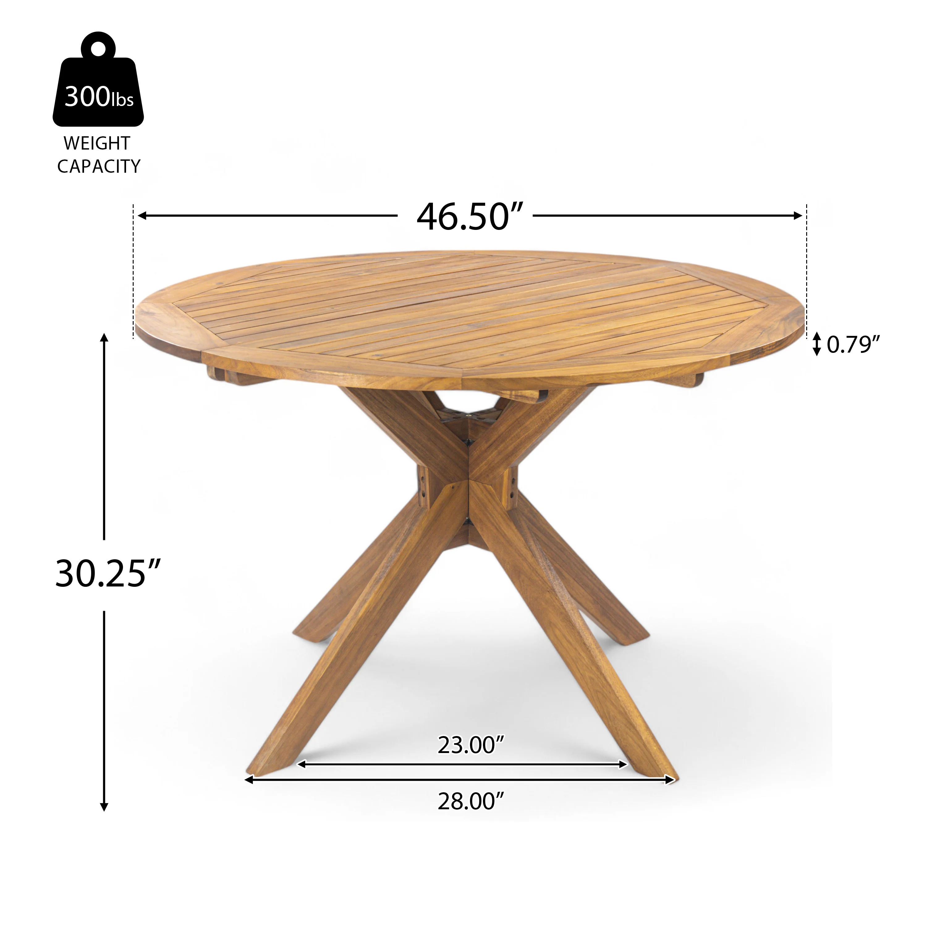 Stanford Outdoor Acacia Wood Round Dining Table - furnishings