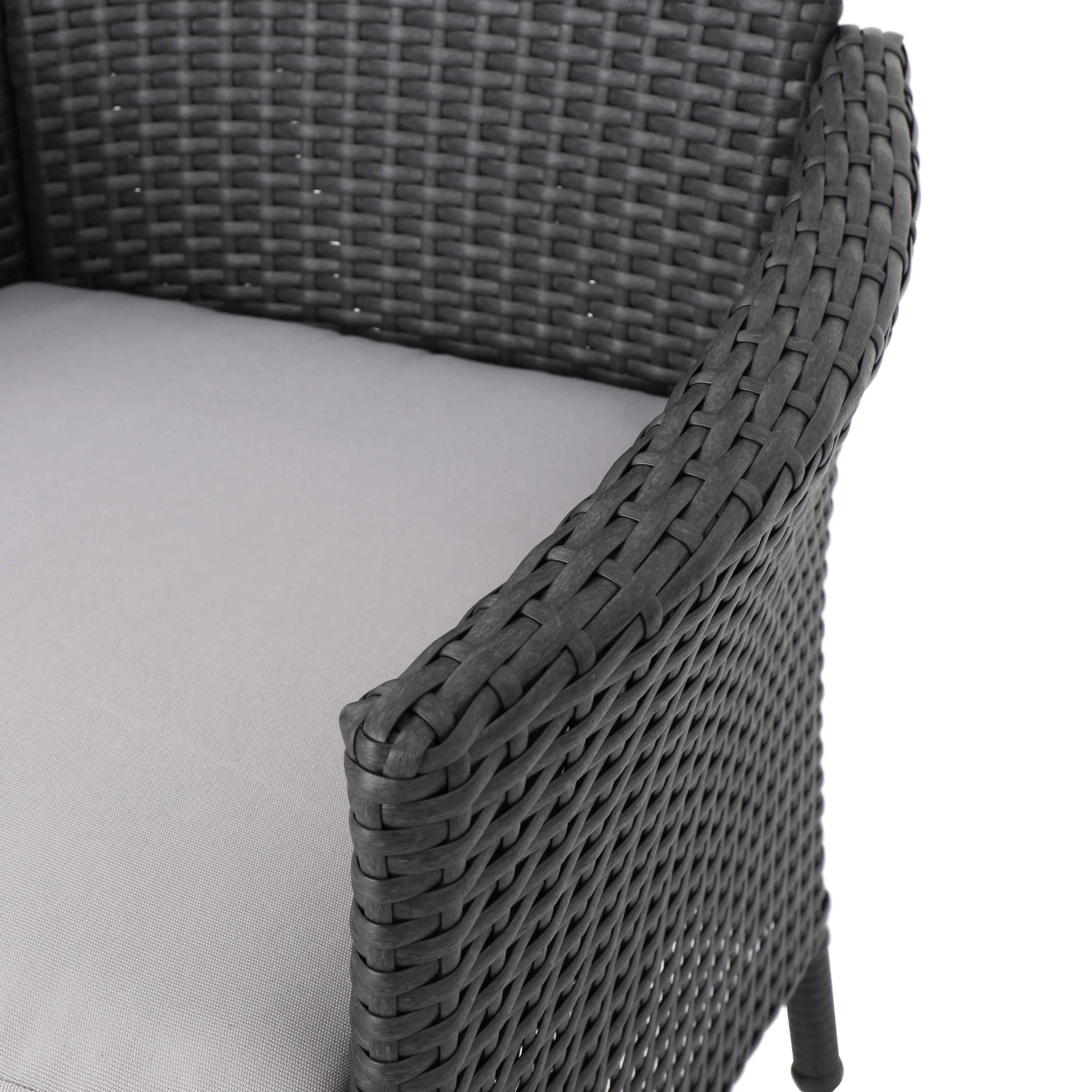 Frank Outdoor 3 Piece Wicker Bistro Set, Grey with Silver Cushions - furnishings