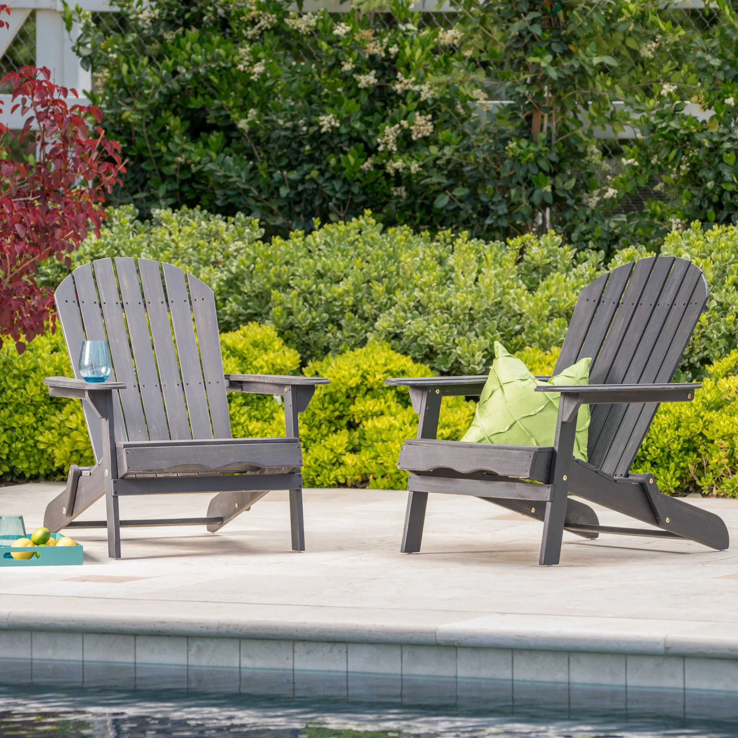 Hillary Dark Gray Acacia Wood Folding Adirondack Chair - furnishings