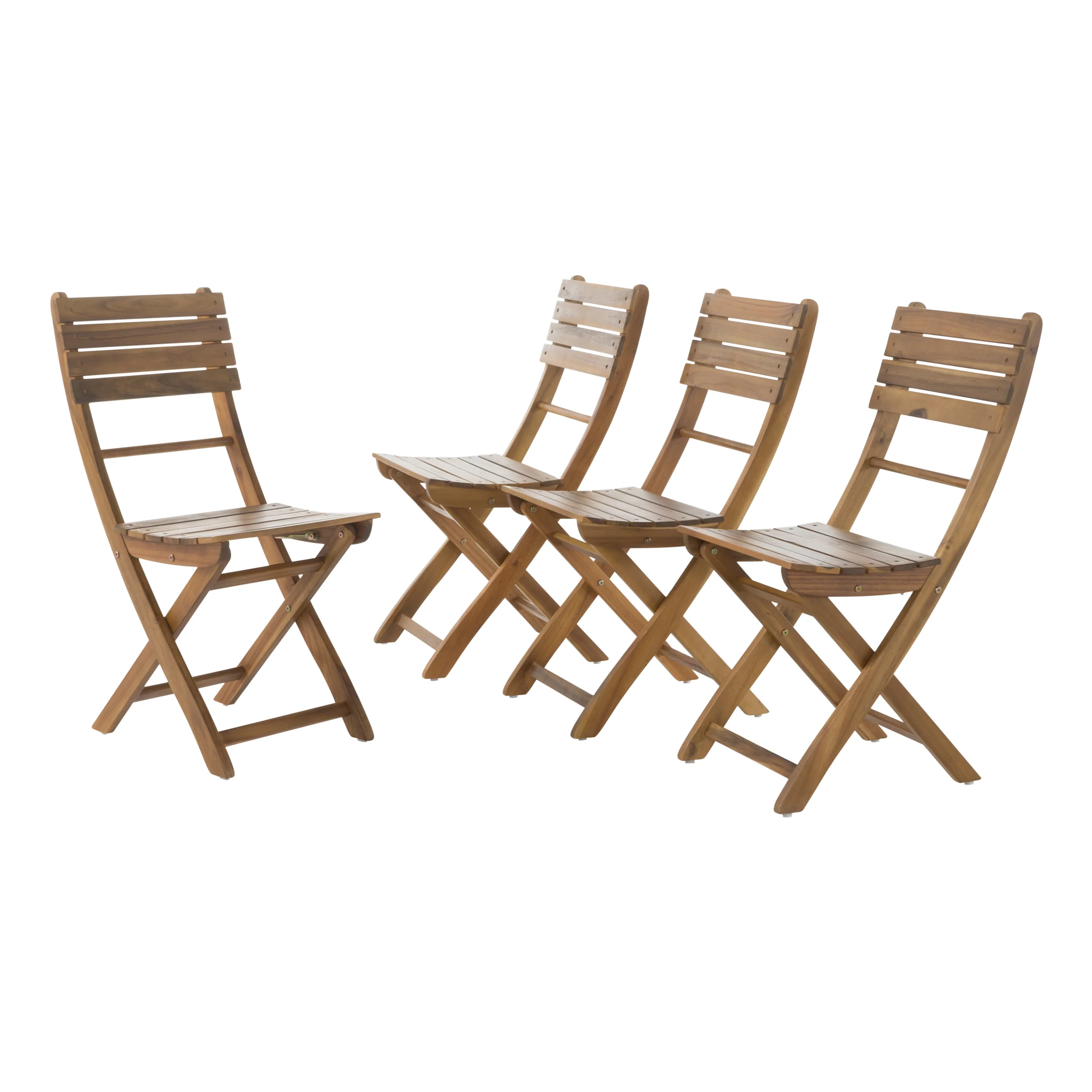 Vicaro Outdoor Natural Finish Acacia Wood Foldable Dining Chairs (Set of 4) - furnishings