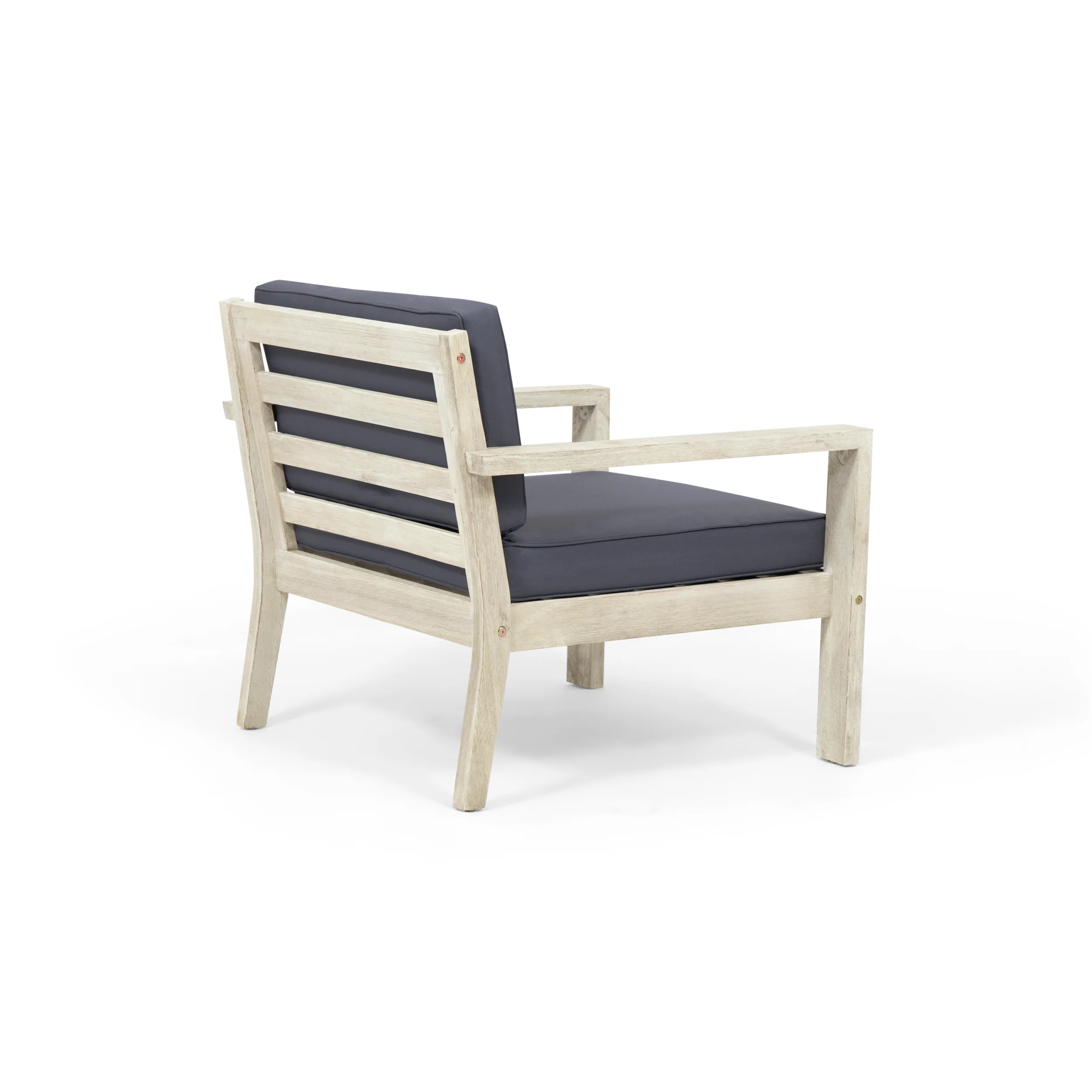 Ben Outdoor Acacia Wood Club Chairs with Cushions (Set of 2) - furnishings