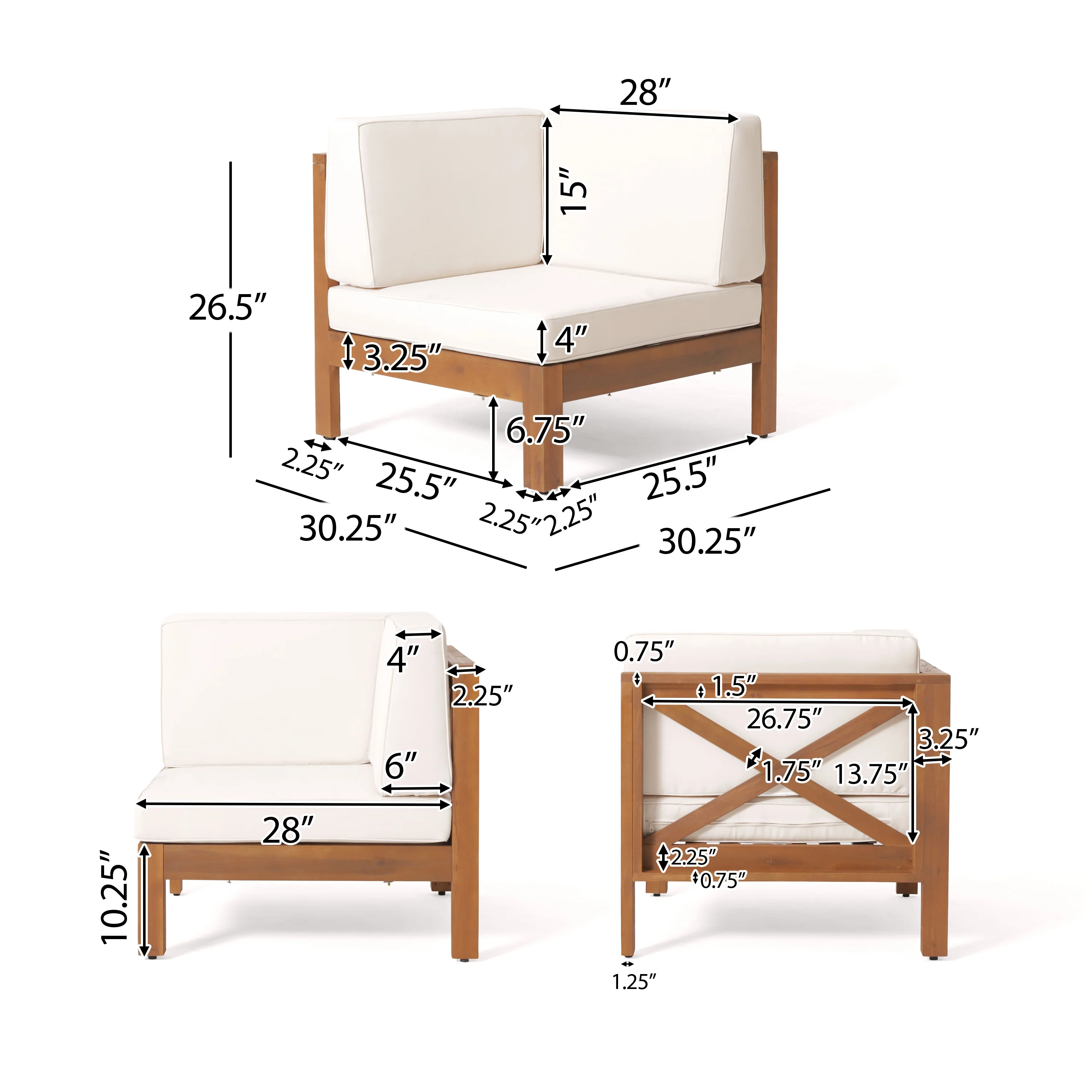 Gina Outdoor Acacia Wood 5 Seater Sectional Sofa Set with Fire Pit - furnishings