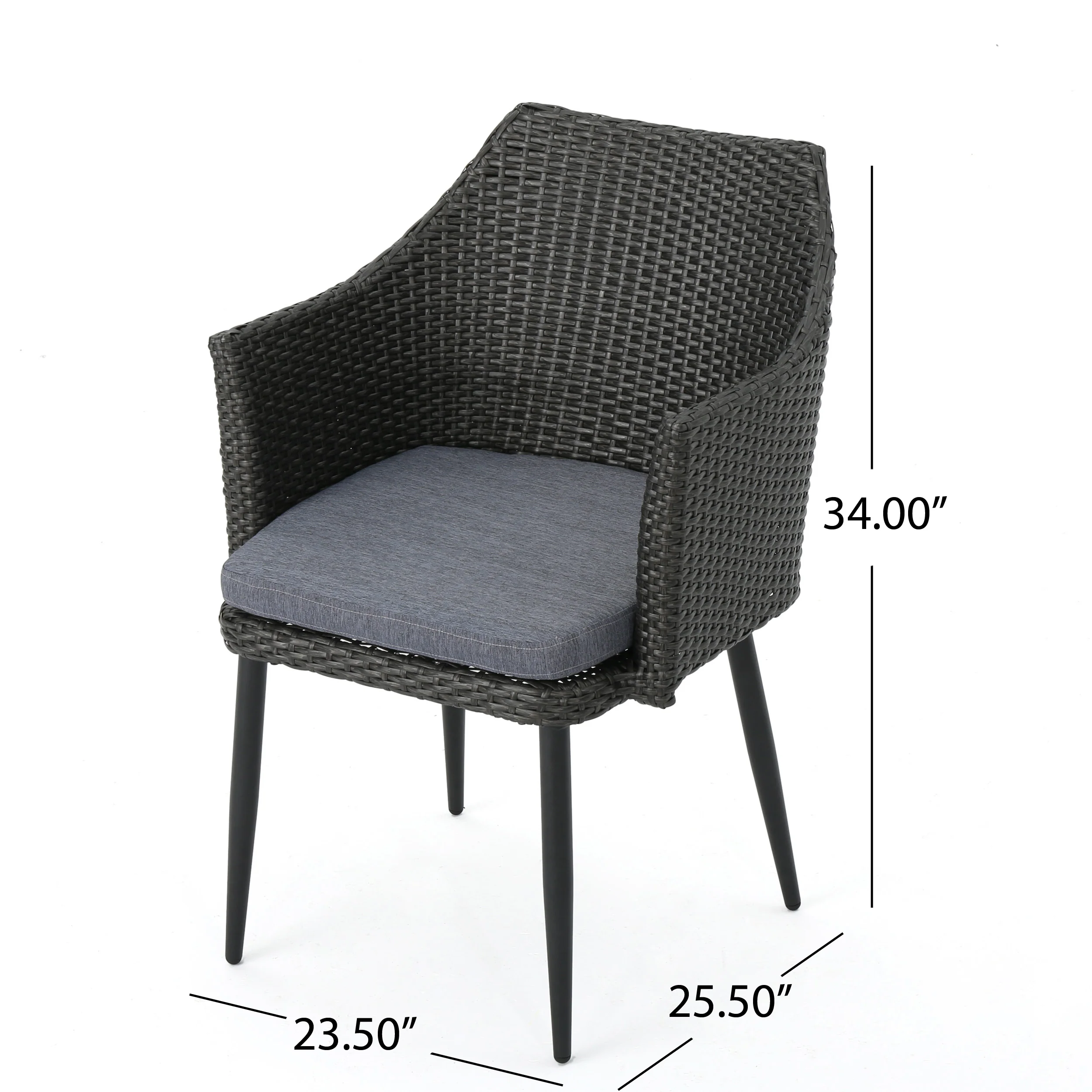 Iris Outdoor Wicker Dining Chairs with Water Resistant Cushions (Set of 4) - furnishings