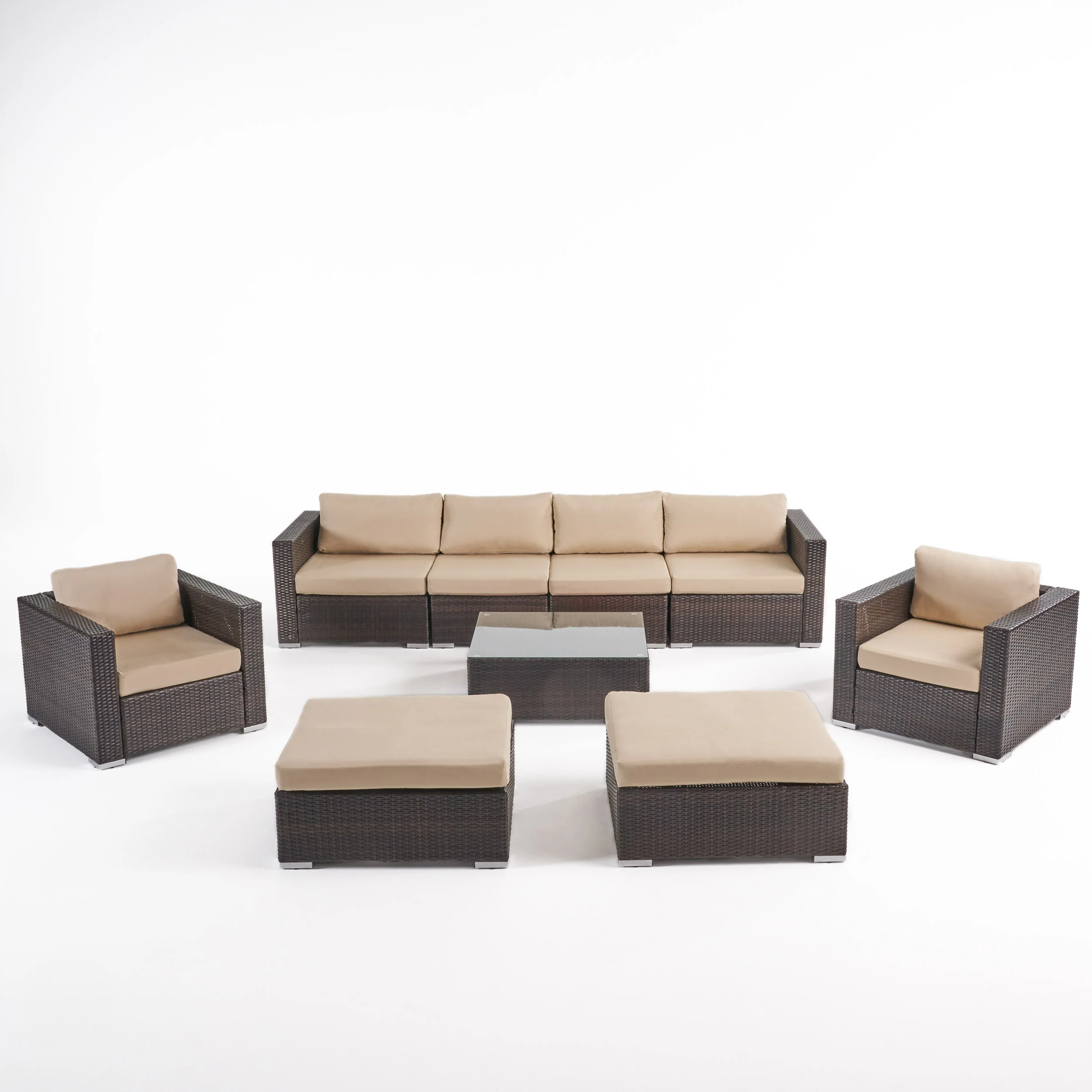 Kyra Outdoor 6 Seater Wicker Modular Sectional Sofa Set with Sunbrella Cushions - furnishings