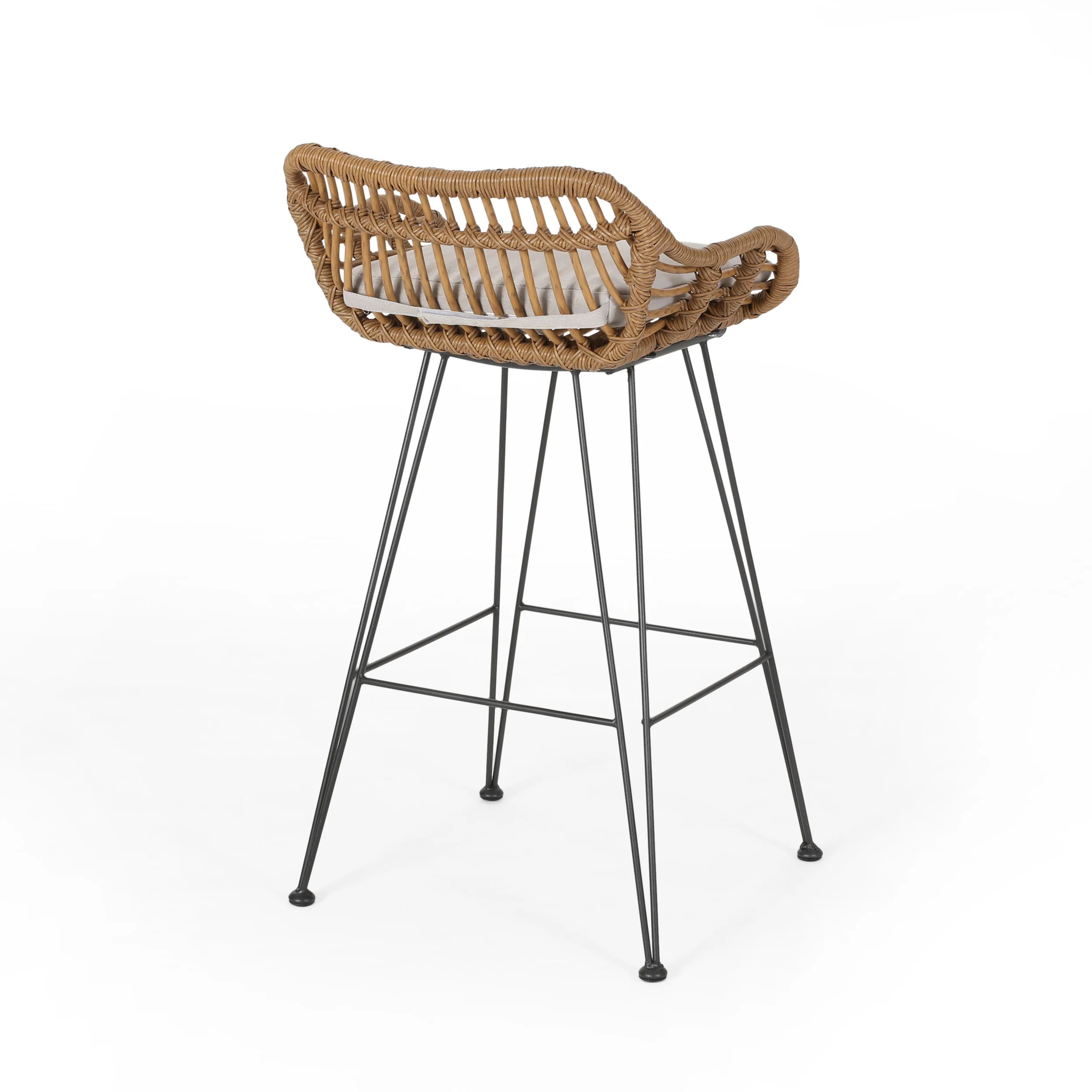 Lisa Outdoor Wicker Barstools with Cushions (Set of 2) - furnishings