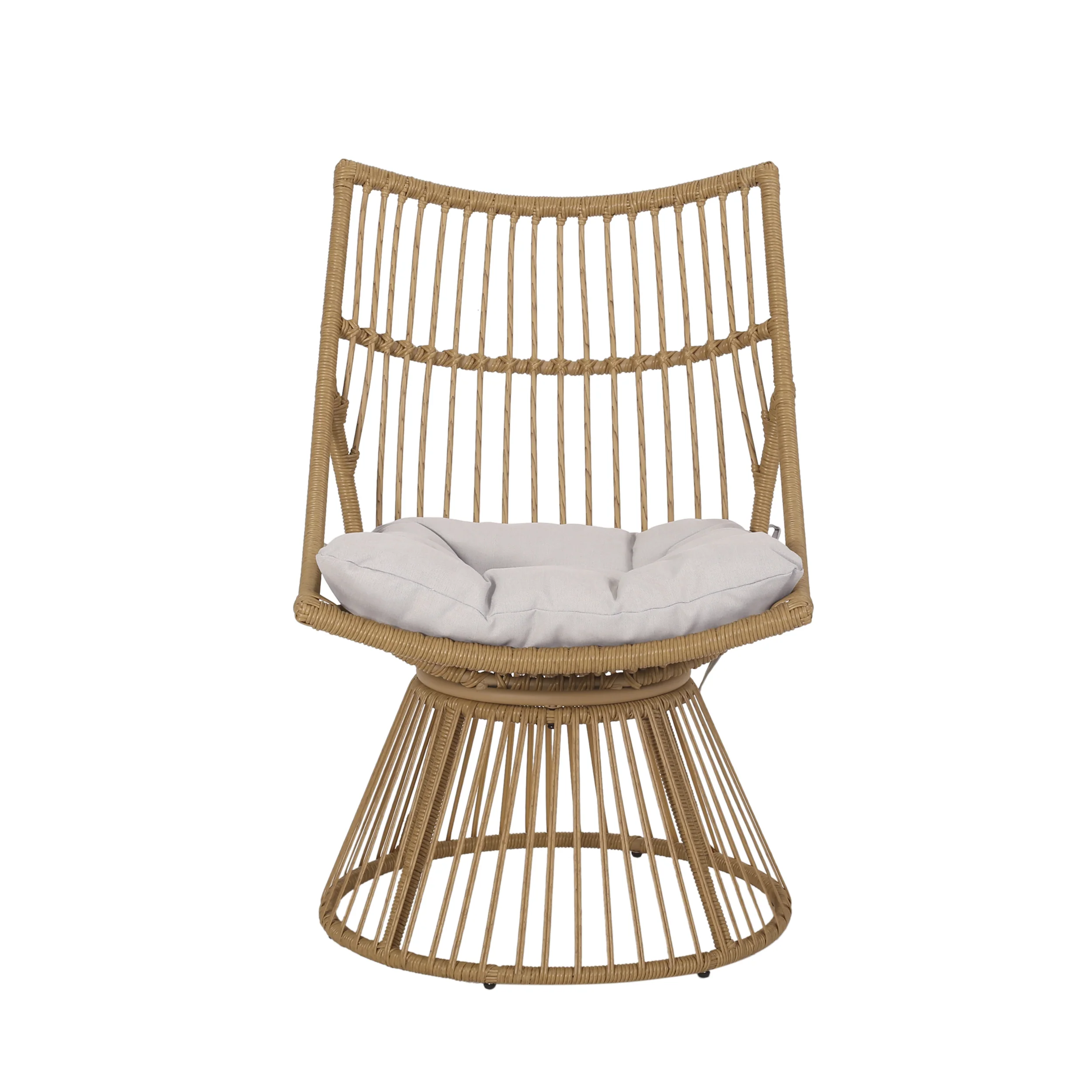 Apulia Outdoor Wicker 2 Seater Chat Set with Cushion, Light Brown and Beige - furnishings