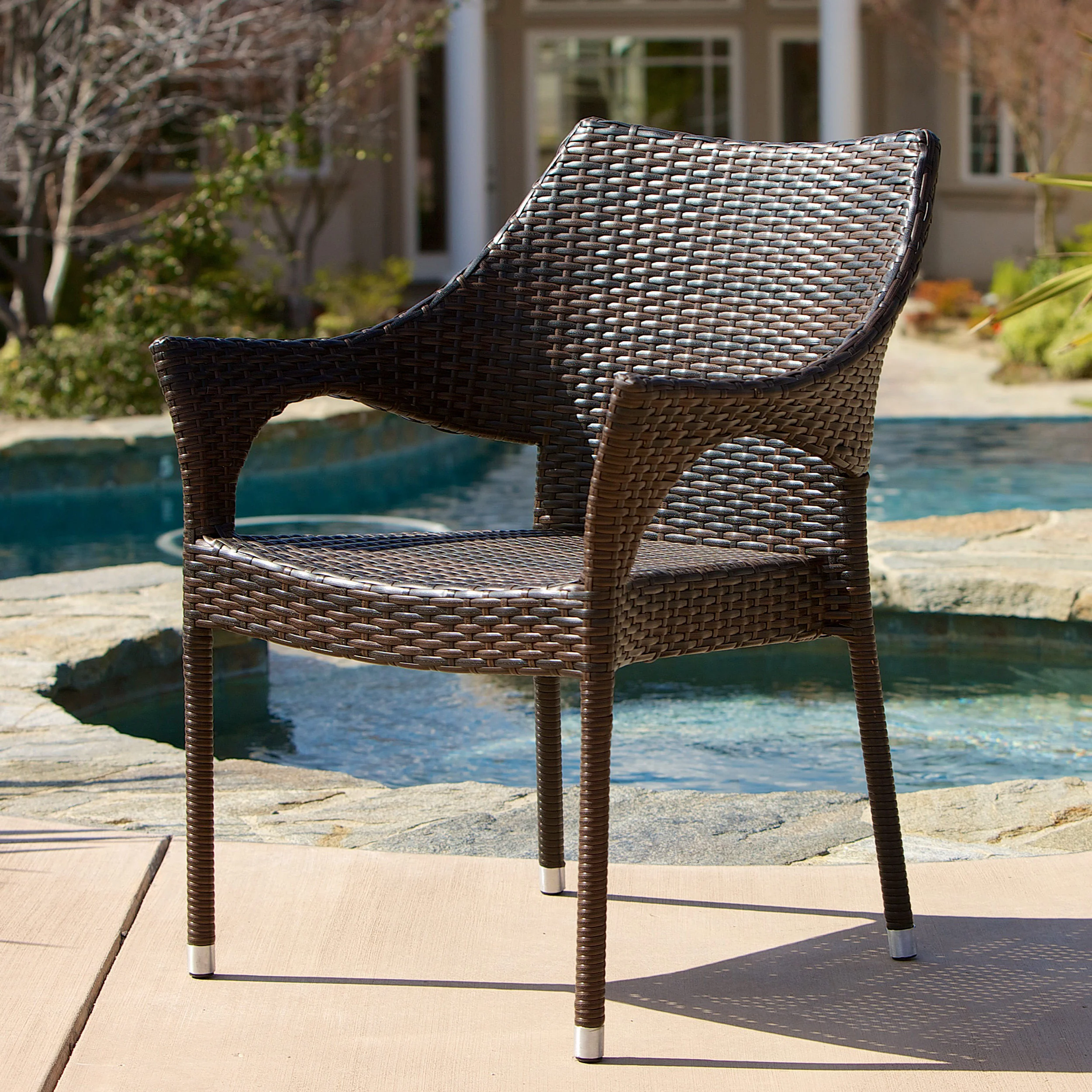 Alfheimr Outdoor 3 Piece Multi-brown Wicker Stacking Chair Chat Set - furnishings