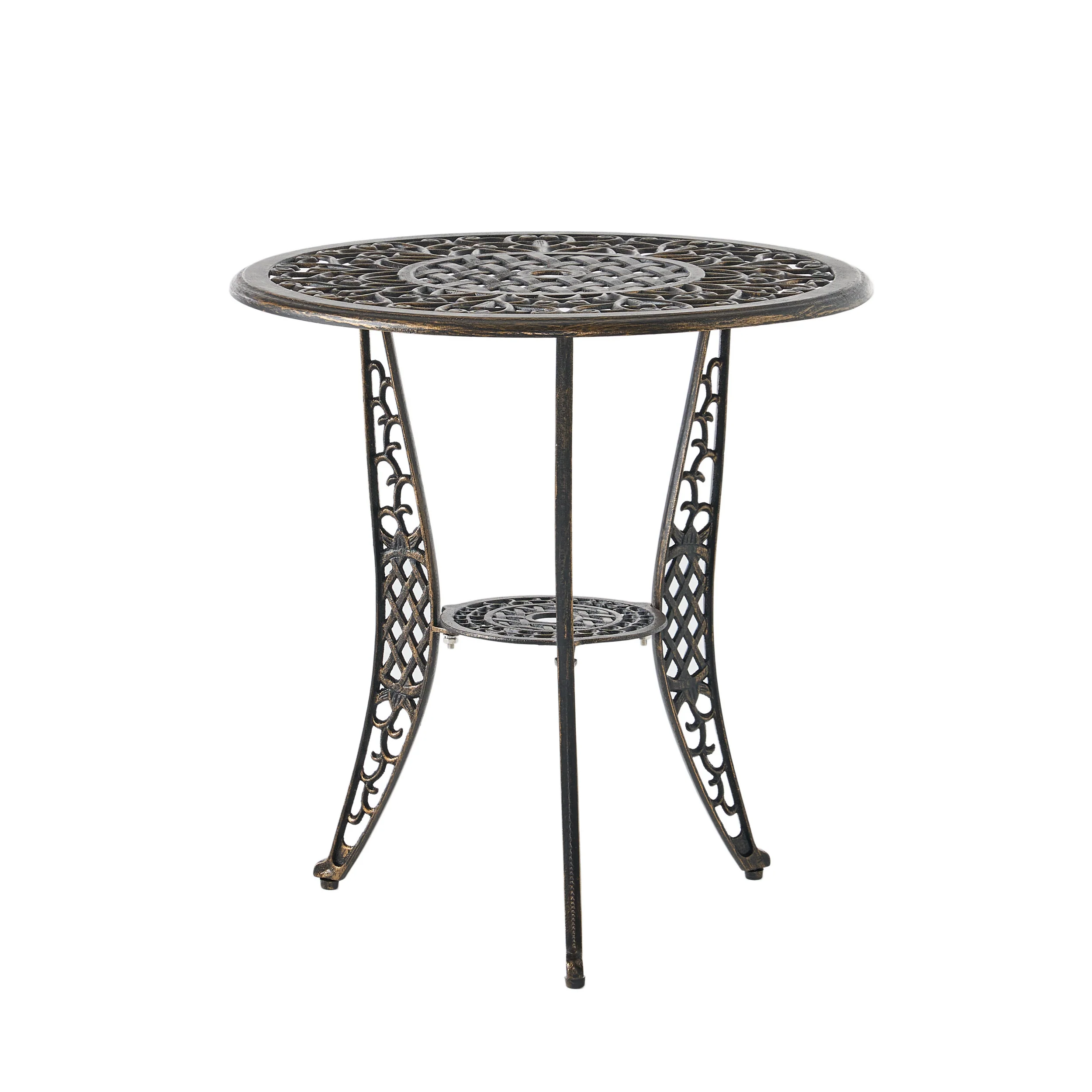 Modena Traditional Outdoor 3-Piece Bronze Cast Aluminum Bistro Set - furnishings