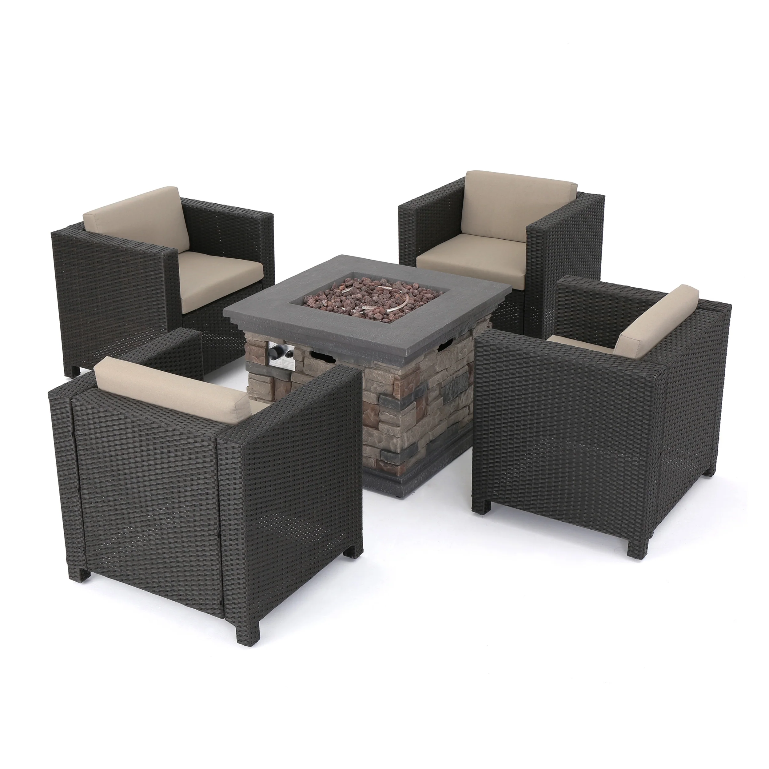 Venice 4-Seater Outdoor Fire Pit Chat Set - furnishings