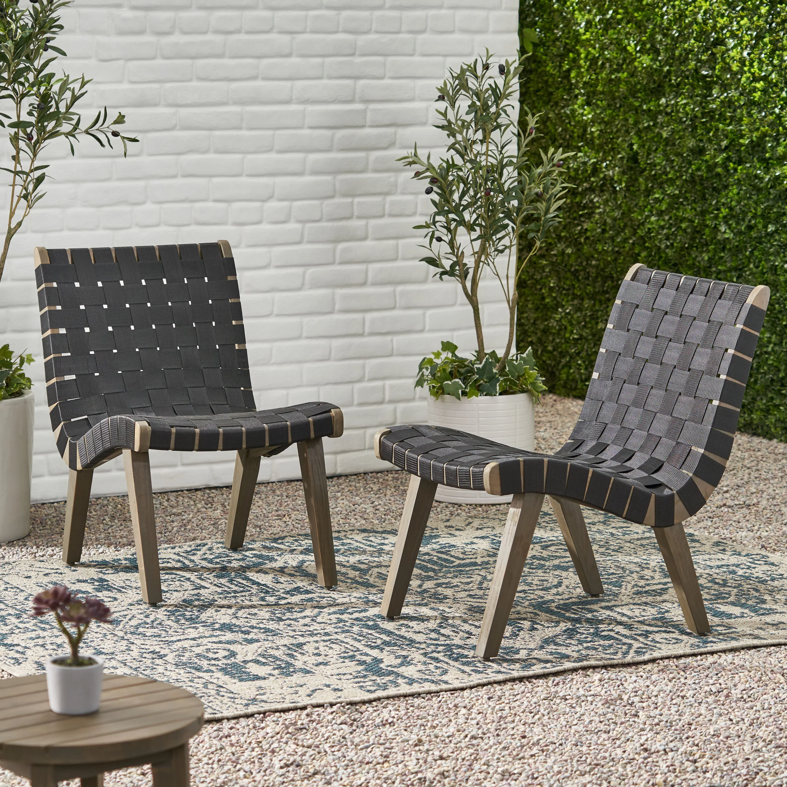 Ocilla Outdoor Rope Weave Lounge Chair, Set of 2 - furnishings