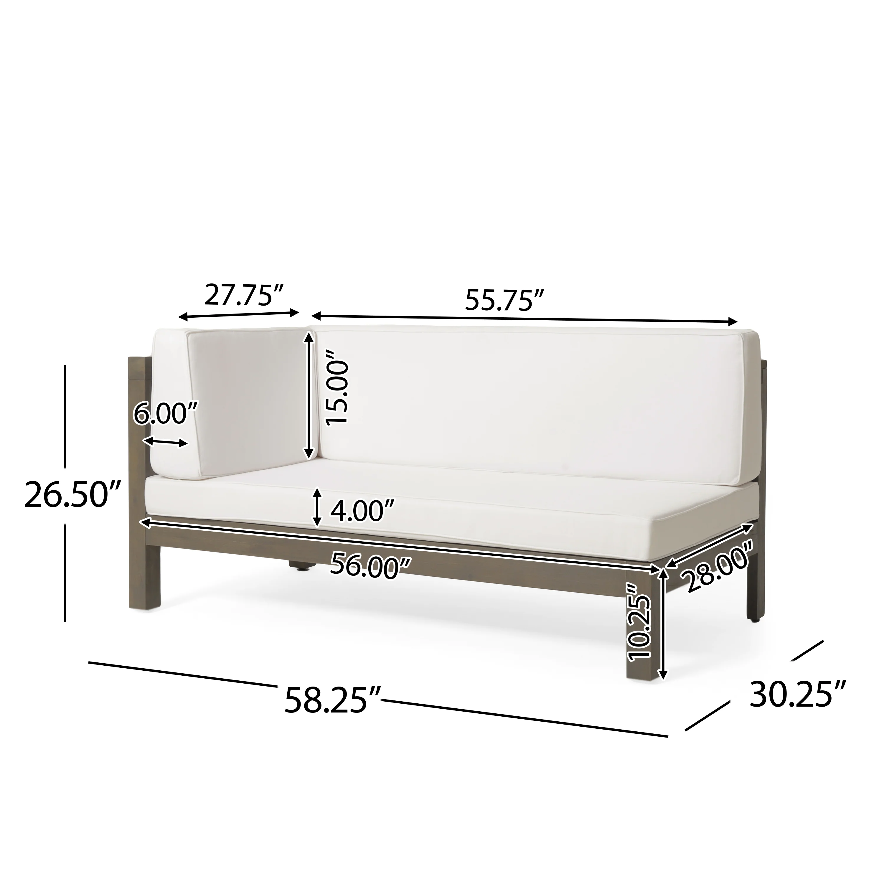 Morgan Outdoor 6 Seater Acacia Wood Sectional Sofa and Club Chair Set - furnishings