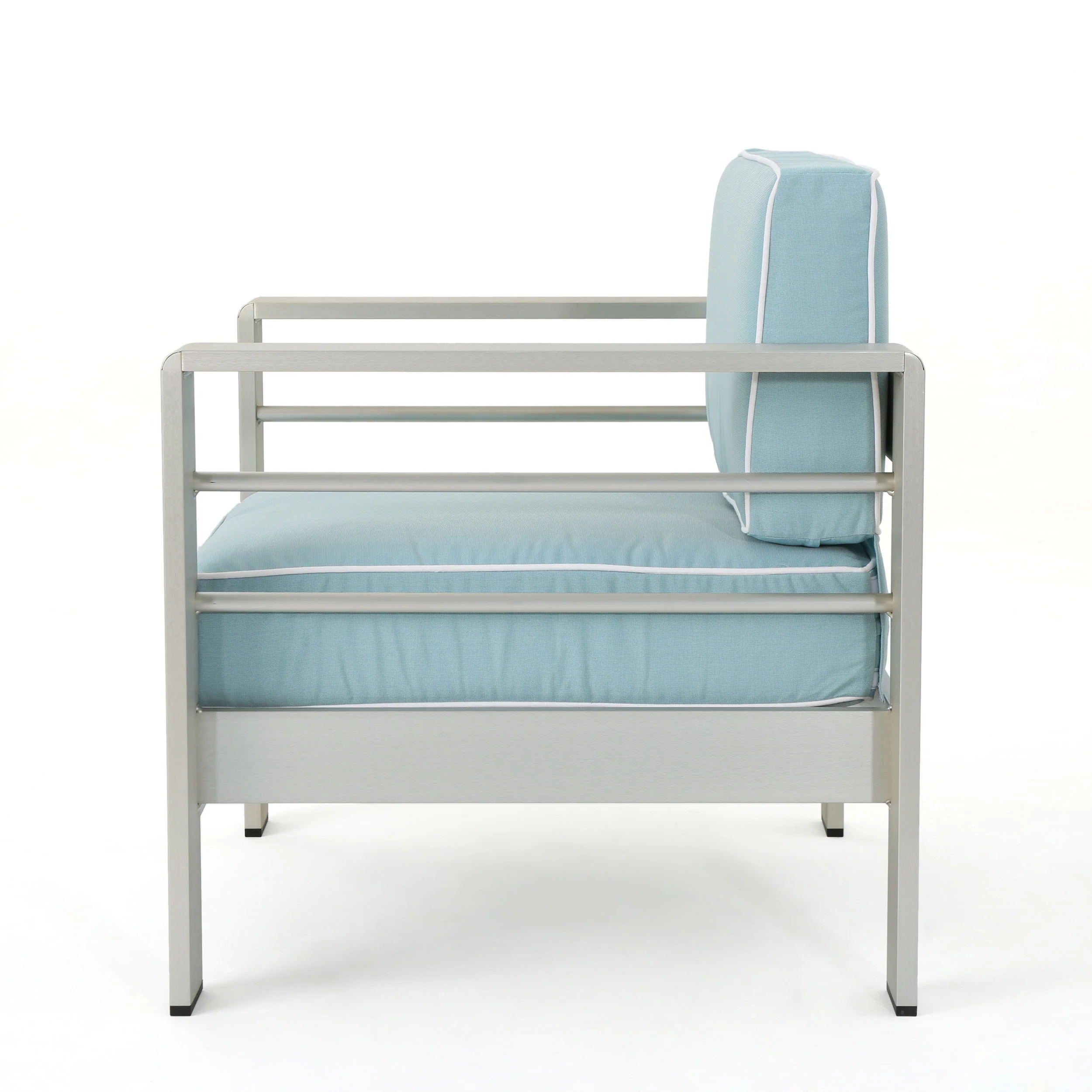 Crested Bay Outdoor Silver Aluminum Frame Light Teal Cushion Club Chairs - furnishings